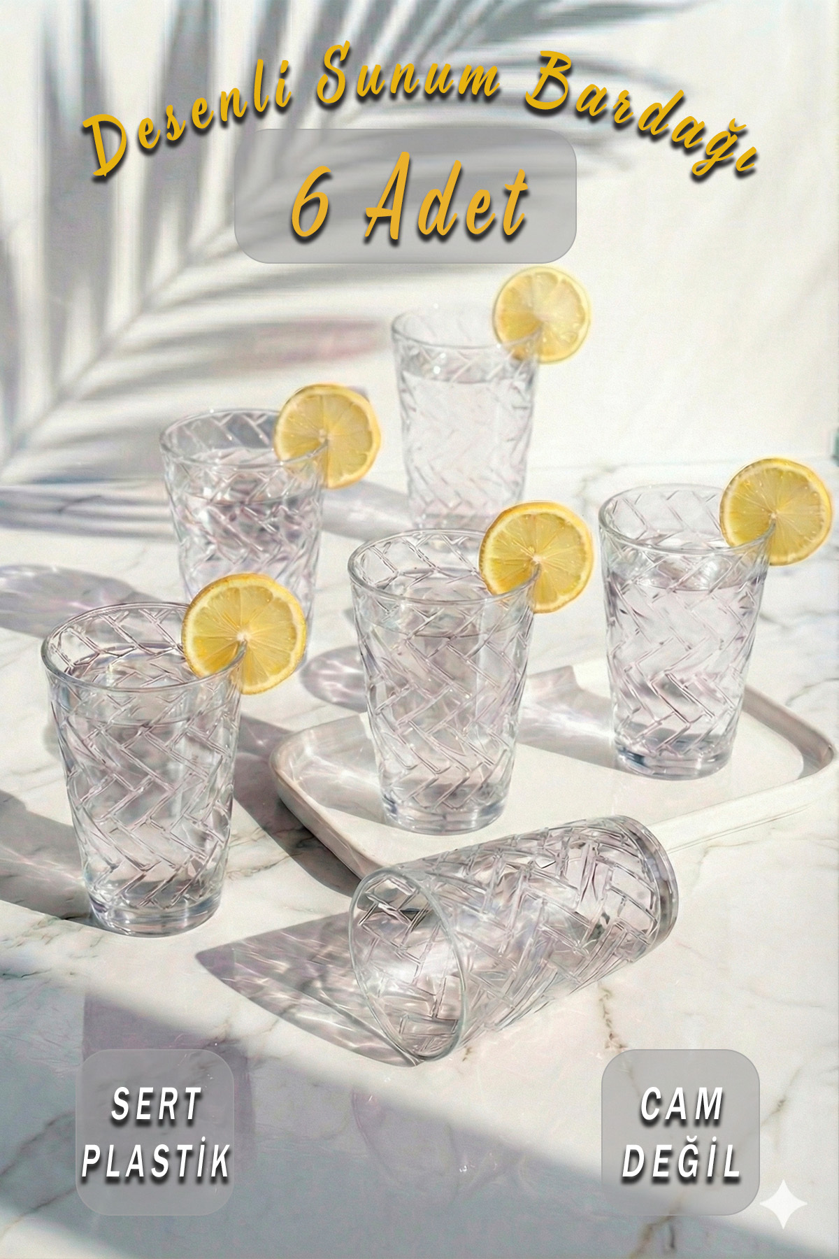 Acrylic Color 6-Piece Patterned Glass & Water Soft Drink Coffee Cup 330 ml (Not Glass)