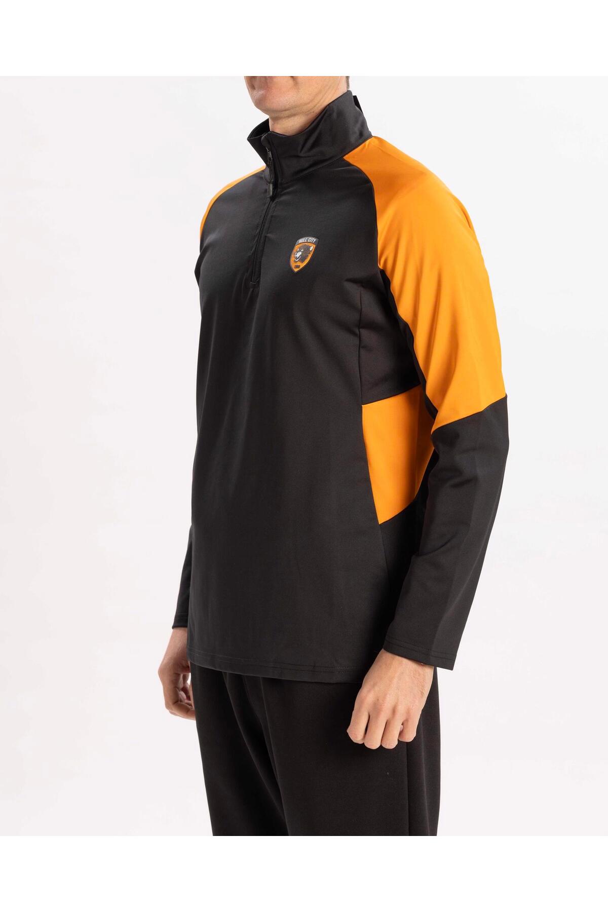 Hull City Logo 1/4 Zip Sweatshirt Erkek Siyah Sweatshirt görsel 4