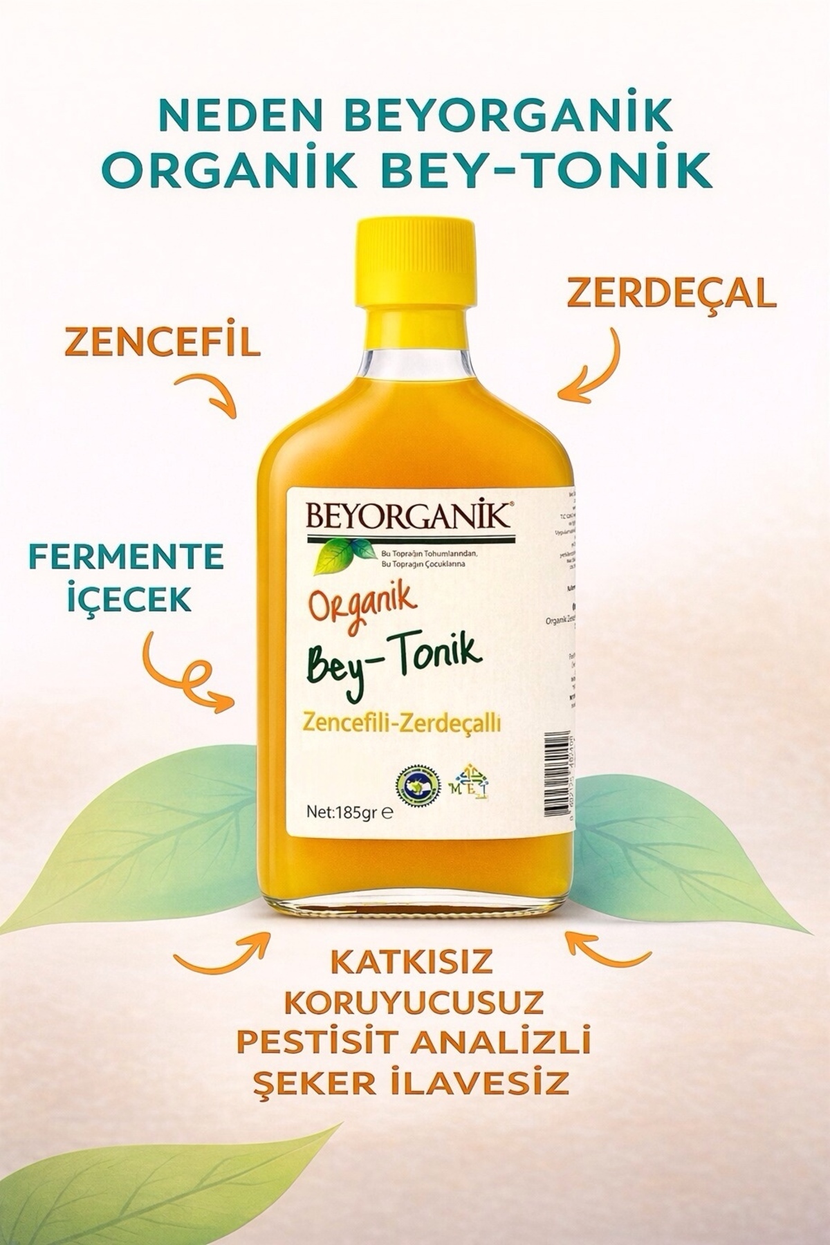 BEYORGANİK ORGANİK Bey Tonik (ZERDEÇALLI-ZENCEFİLLİ) 200 ml (PESTİSİT ANALİZLİ) fotoğrafı 5 (önizleme)