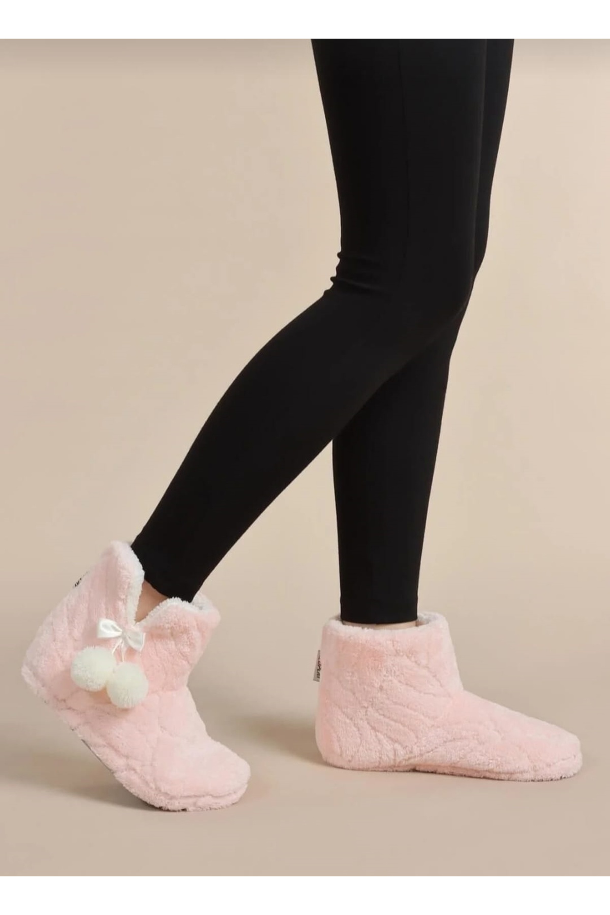 RedPlay Kadın Panduf Kışlık Ev Botu Efektli Velsolf Sesiz Taban Zigzag pembe görsel 5
