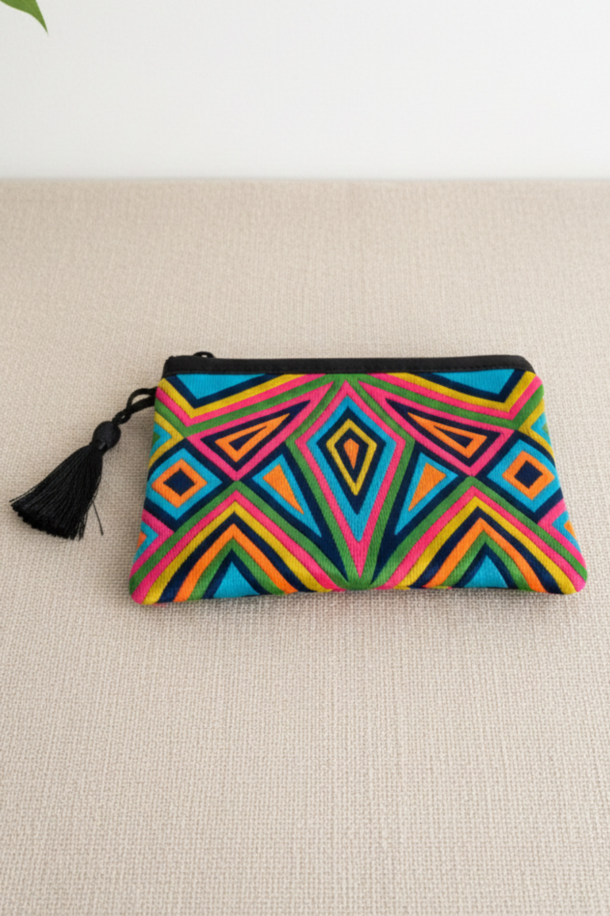 FANTASTIC  El Yapımı Renkli Otantik Tribal Desenli Mini Çanta Bozuk Para Anahtar Kartlık Cüzdan (14.5x10 cm) - Görsel 8