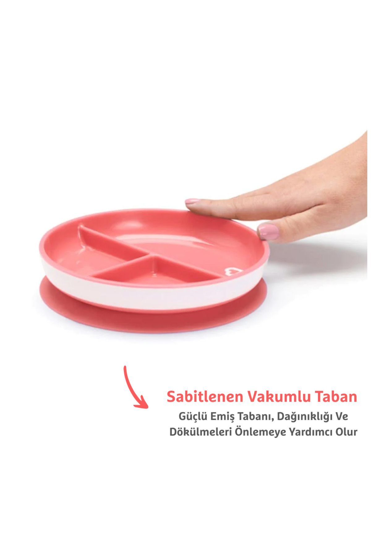 Munchkin Sabit Vakumlu Beslenme Tabağı | 6 Ay+, 3 Bölmeli, BPA İçermez, Pembe– 1 Adet fotoğrafı 2 (önizleme)
