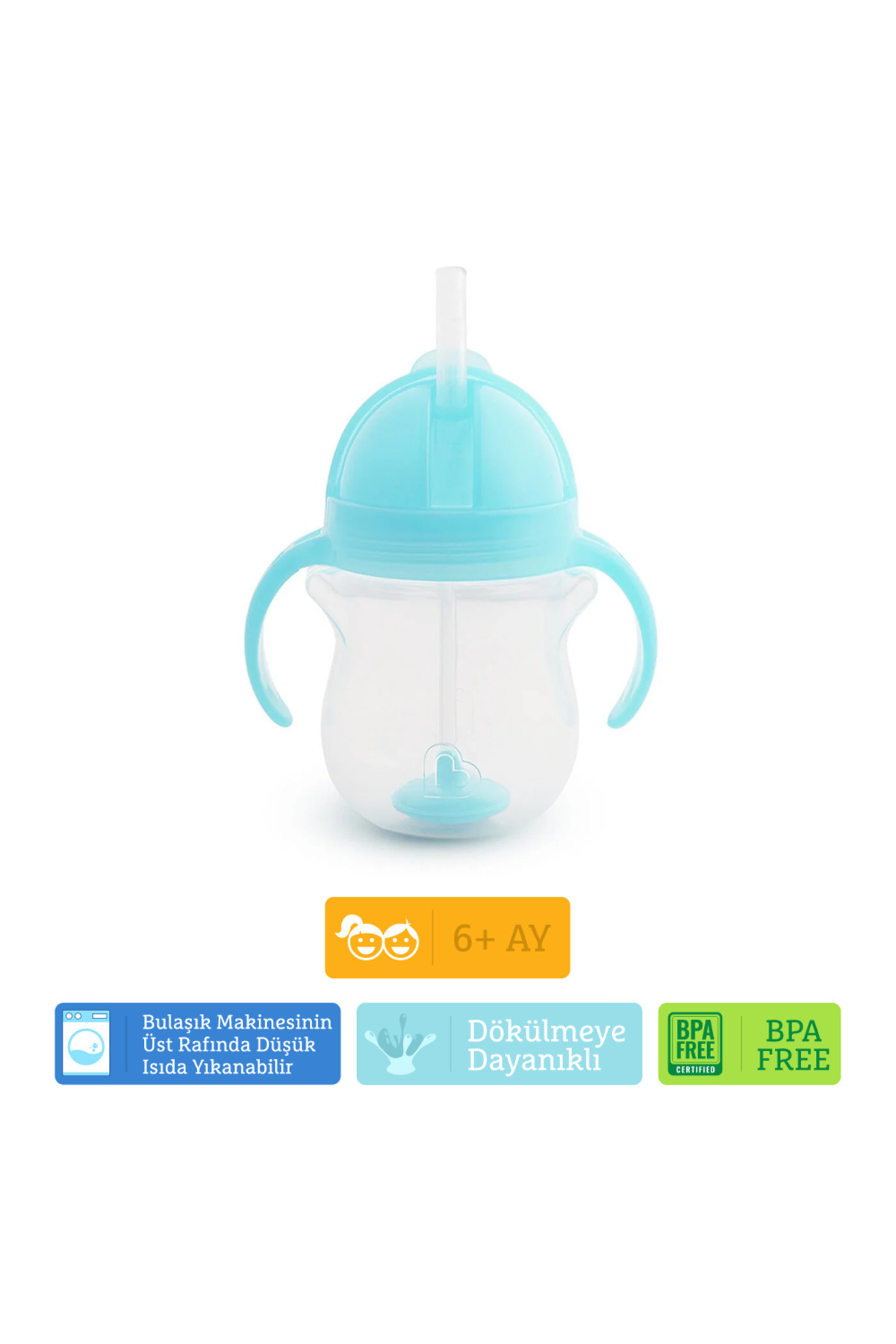 Munchkin Tıklama Kilitli Uçlu Pipetli Alıştırma Bardağı, 6ay , 207ml, Mavi, 1 Adet fotoğrafı 6 (önizleme)