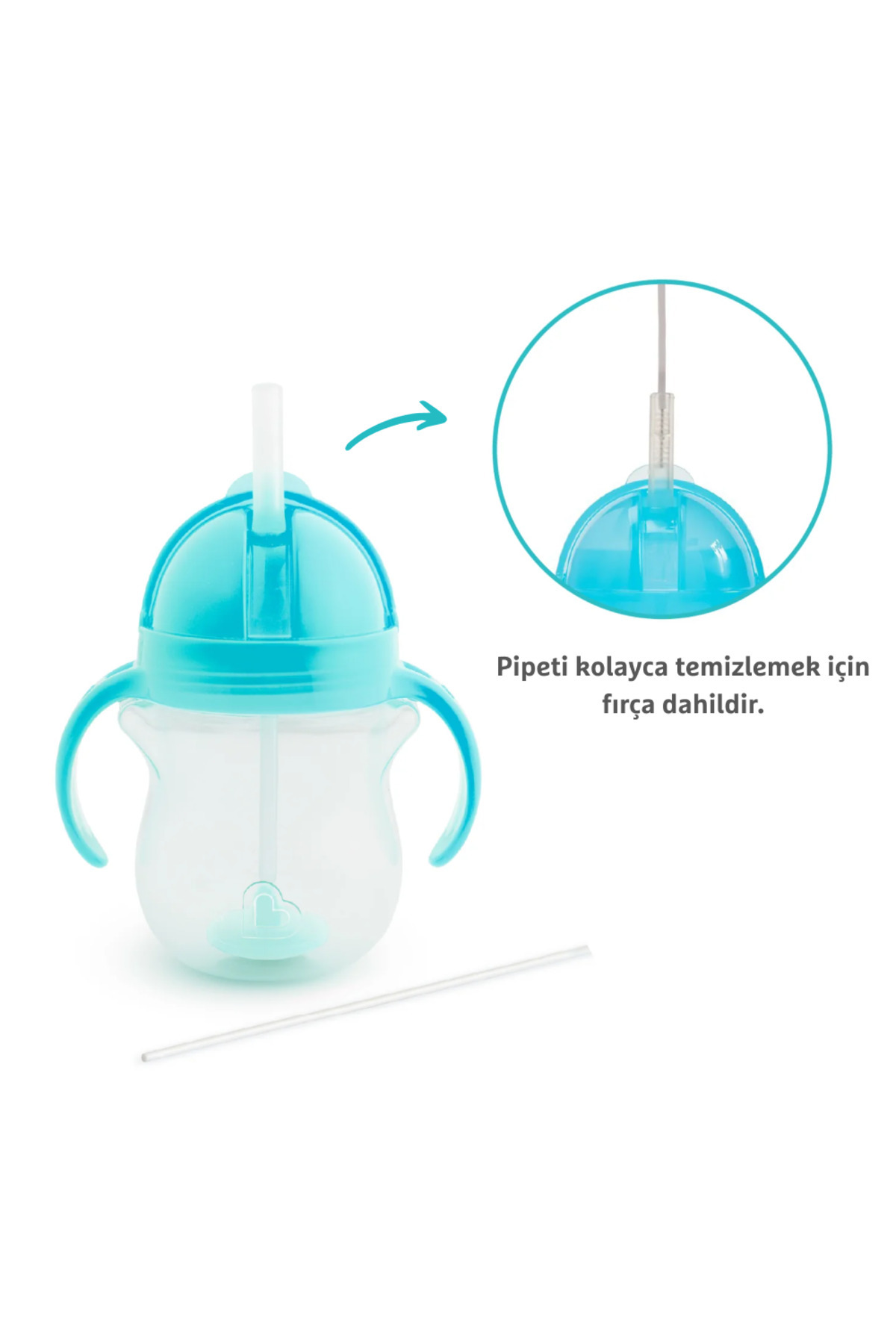 Munchkin Tıklama Kilitli Uçlu Pipetli Alıştırma Bardağı, 6ay , 207ml, Mavi, 1 Adet fotoğrafı 5 (önizleme)