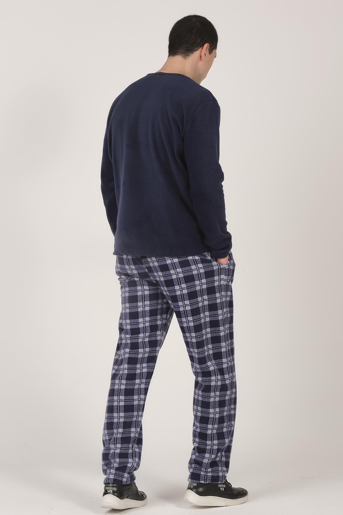 DOFİ Erkek Ekoseli Polar Pijama Takımı Rahat Kesim görsel 5