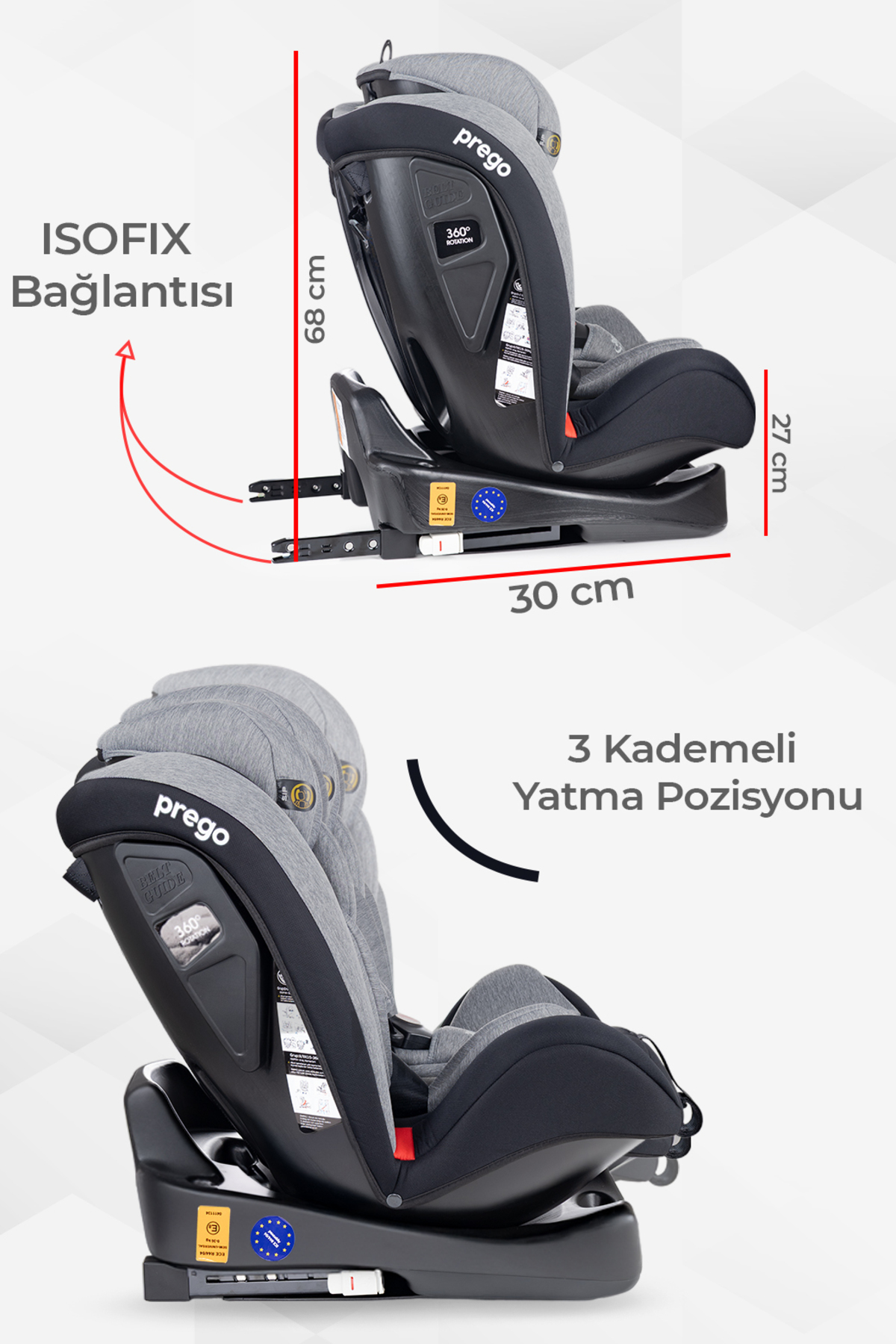 Prego Strongfix 360 Derece Dönebilen 0-36 Kg İsofixli Oto Koltuğu 4088 fotoğrafı 3 (önizleme)