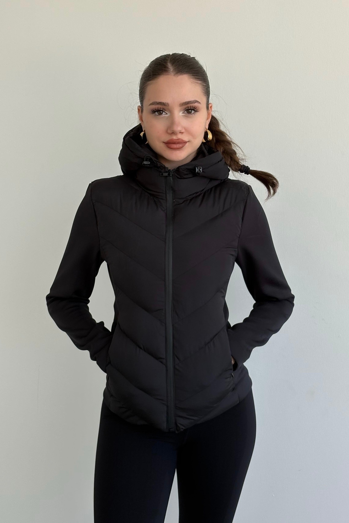 Moderk ZRA Model Range Rover Mom Kontrast Şişme Mont Ceket Kadın Astarlı