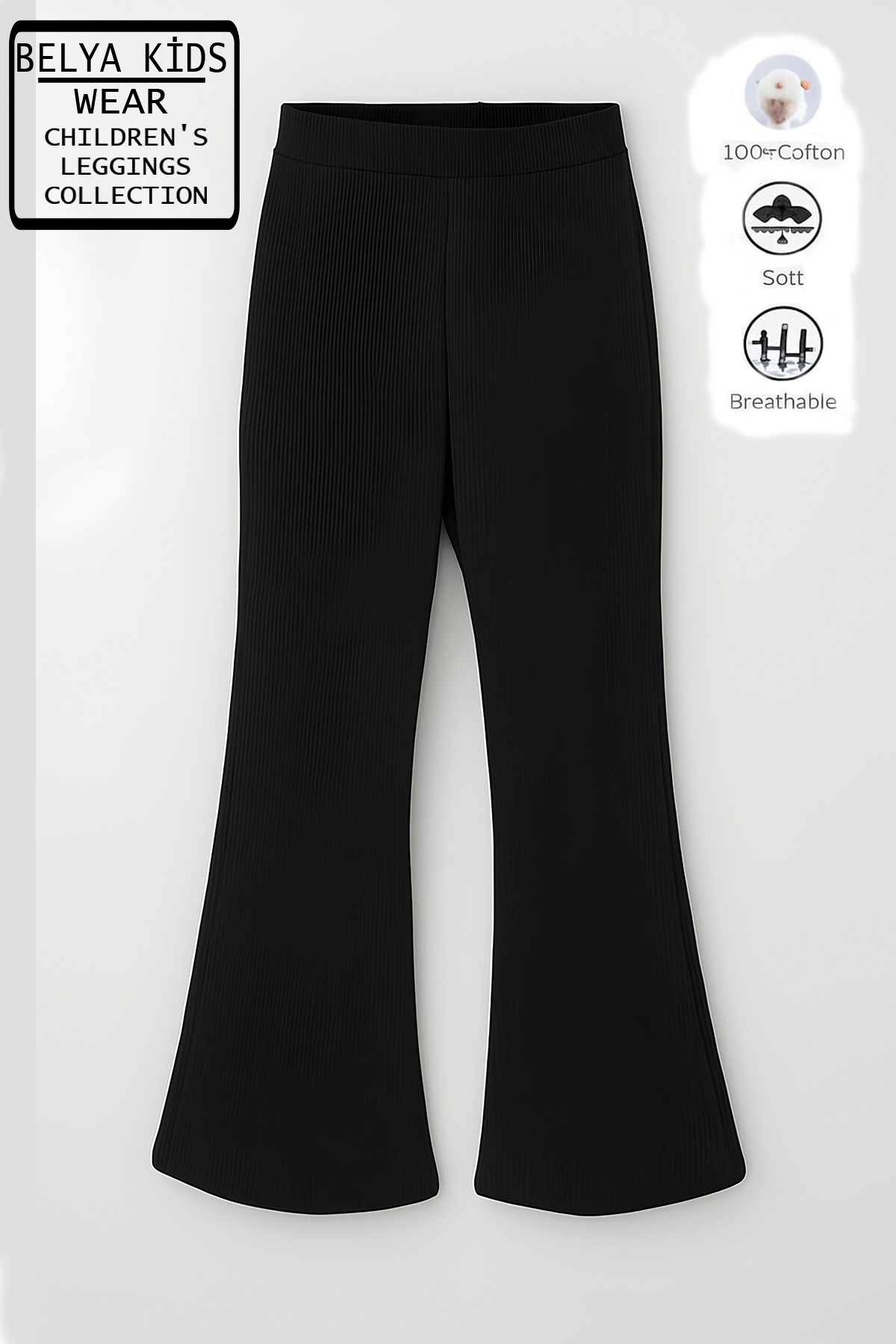 Belya Kids Wear Pamuğa Pamuk Fitilli Tam Kalıp Kız Çocuk İspanyol Tayt