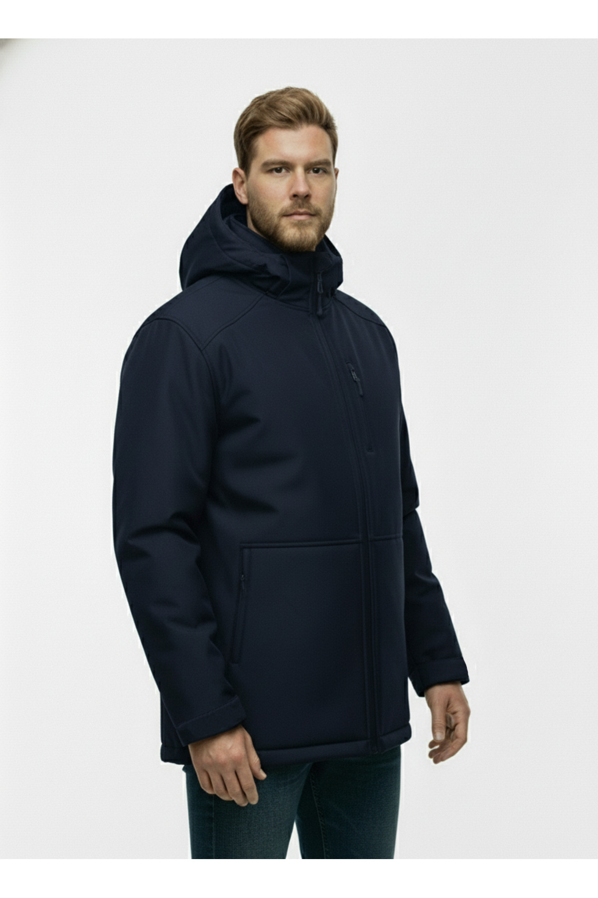 Lifeguard Büyük Beden Softshell Su Geçirmez Kapuşonlu Erkek Kaban 3XL-8L görsel 2