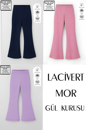 Belya Kids Wear 3 Lü Paket Pamuğa Pamuk Kız Çocuk Fitilli Tayt