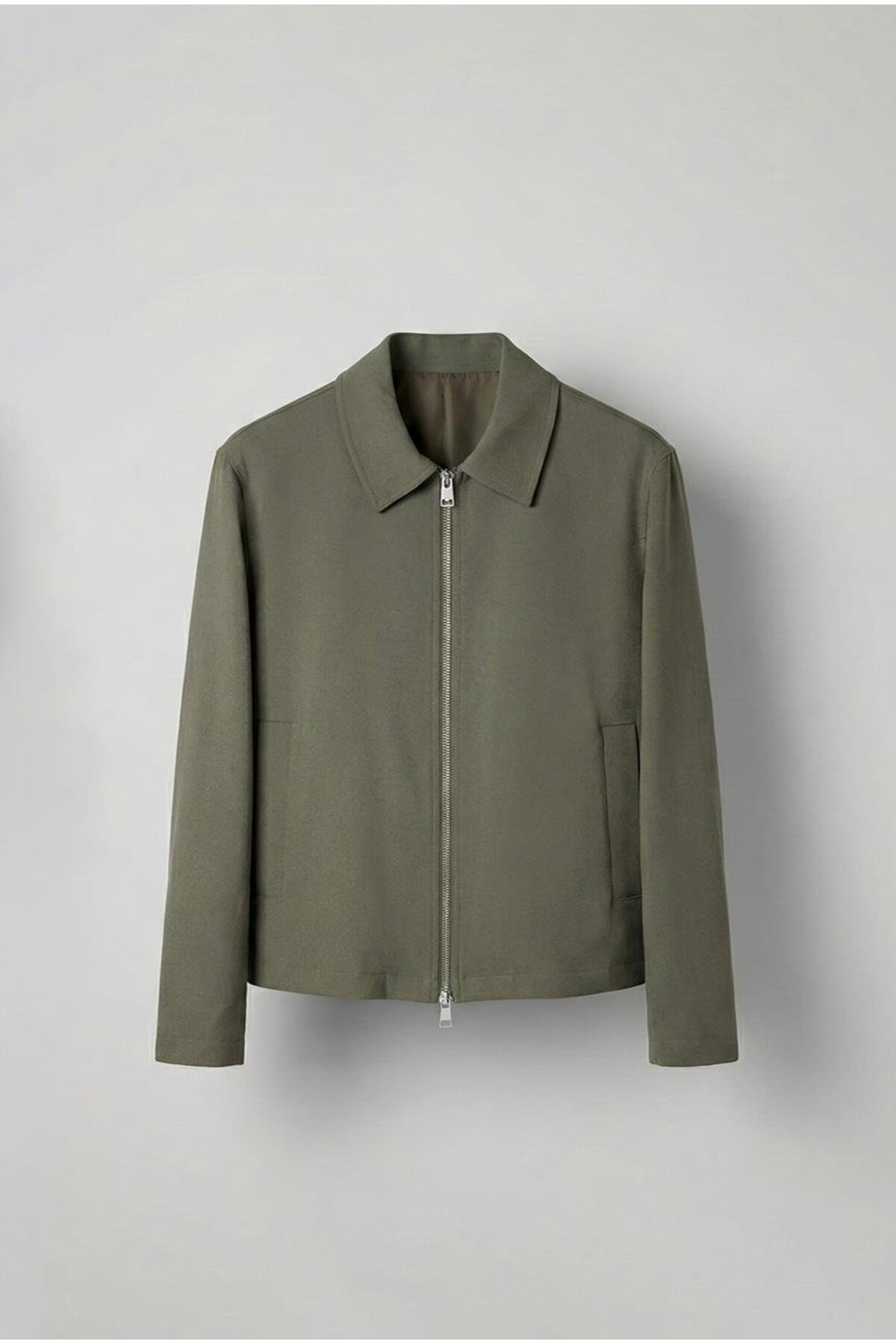 Men's Relaxed Fit Zippered Slim Jacket Green