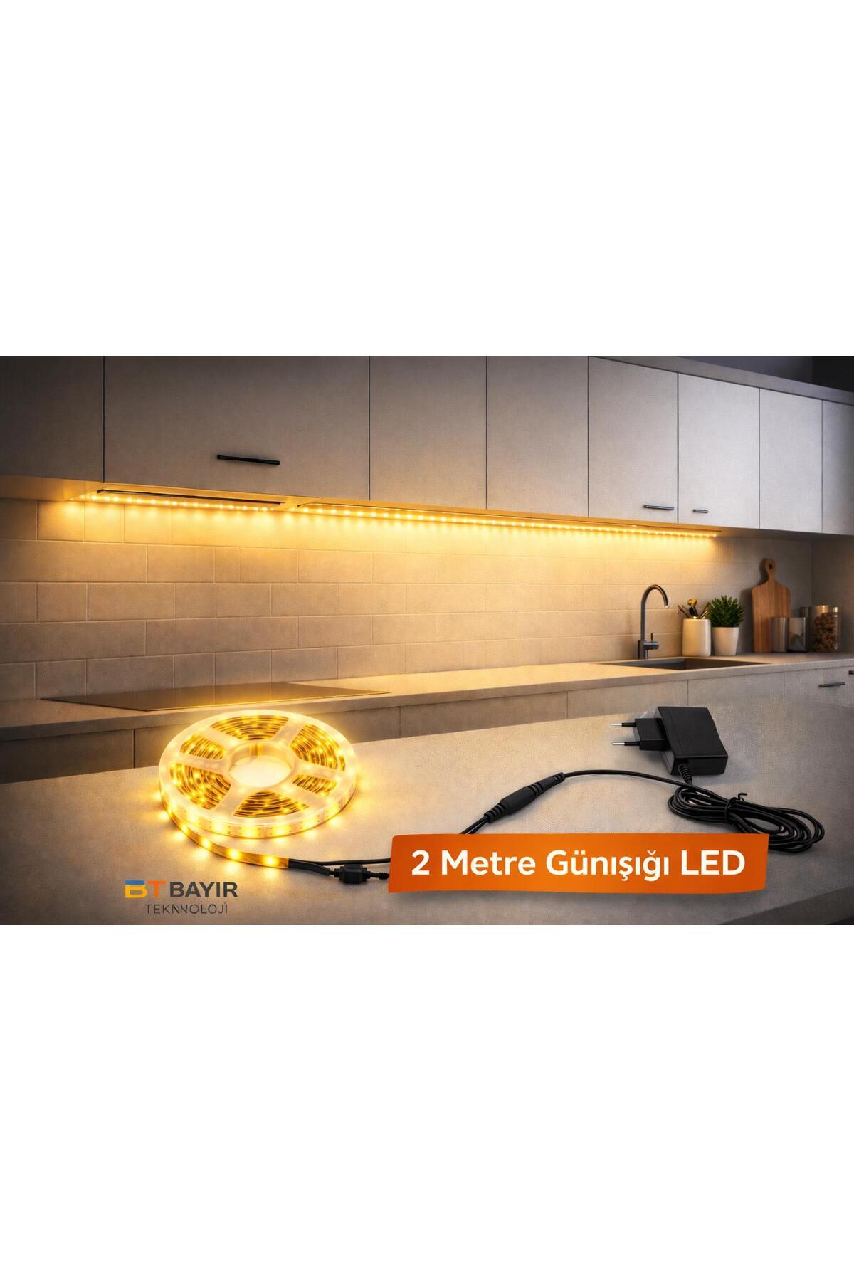 bt bayır teknoloji Mutfak Tezgah Üstü Için 2 m Günışığı Şerit Led12v Adaptör Tak Çalıştır Aç Kapa Anahtar