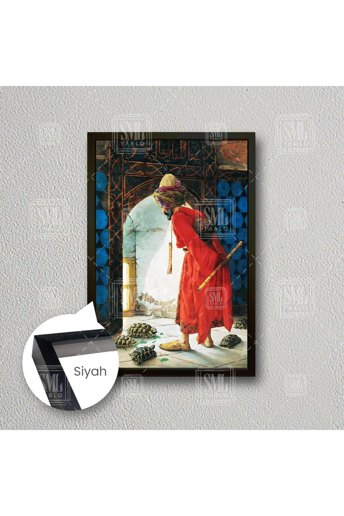 Osman Hamdi Bey Turtle Trainer Masterpiece Framed Vertical Canvas Painting