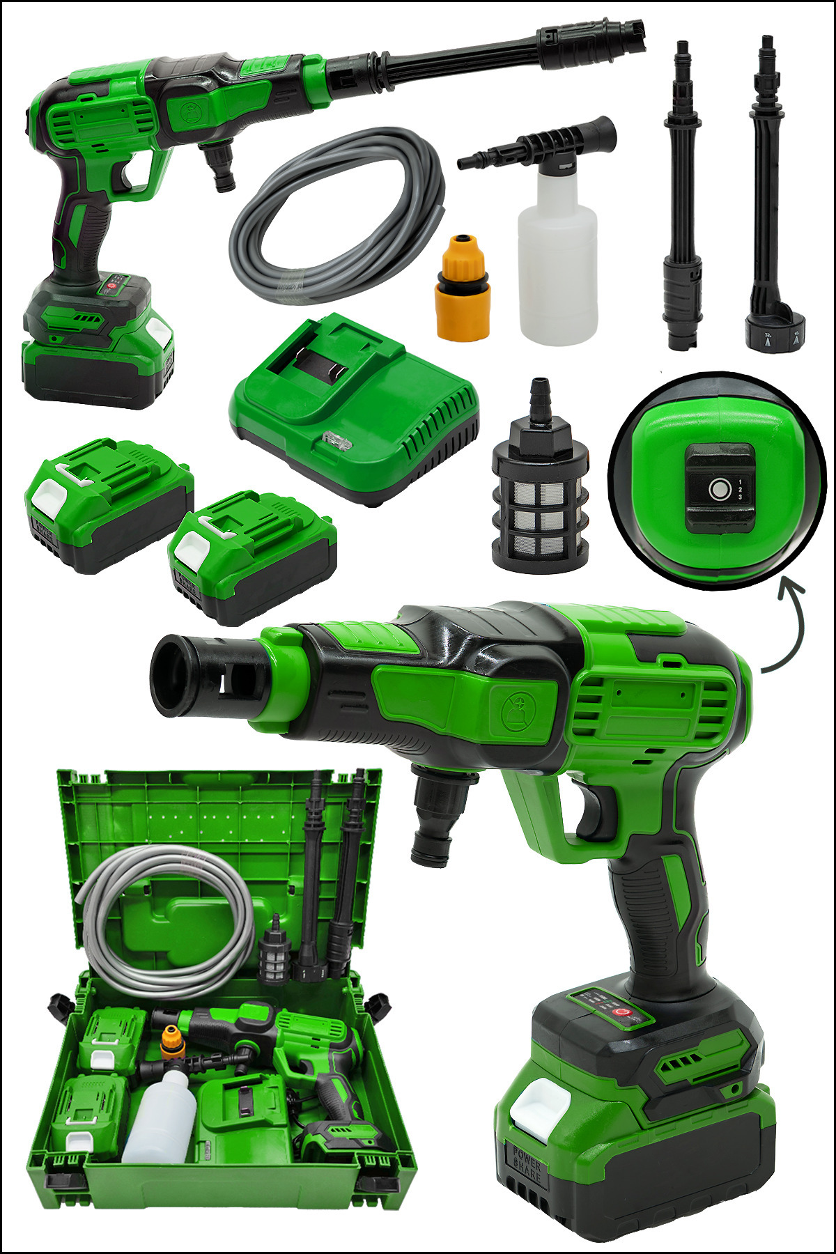 MOONSHOP Pro Seri 58WF Kömürsüz Motor Yüksek Basınçlı Akülü Oto Araba Yıkama Makinesi Şarjlı