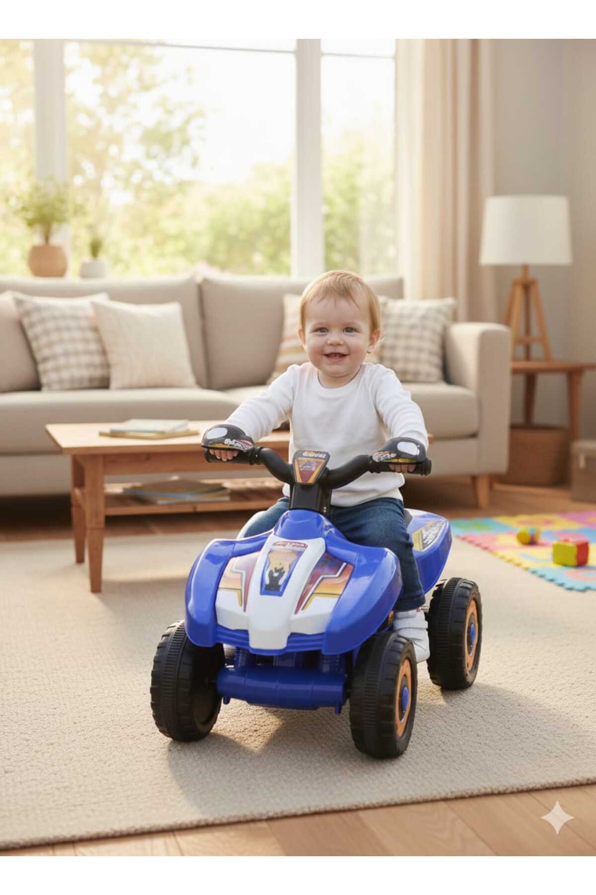 ujtoys Müzikli Ve Led Işıklı Akülü Araba atv 6v Ranger Mavi fotoğrafı 2 (önizleme)