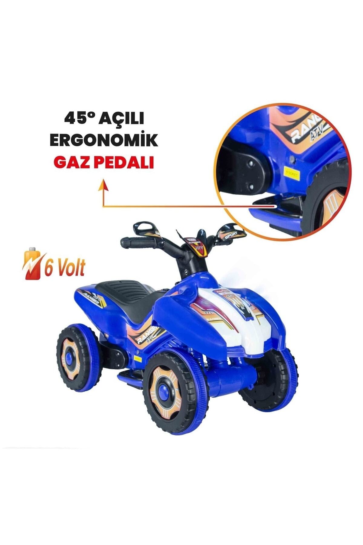 ujtoys Müzikli Ve Led Işıklı Akülü Araba atv 6v Ranger Mavi fotoğrafı 4 (önizleme)