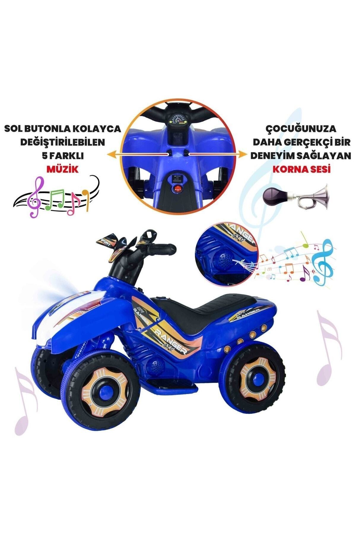ujtoys Müzikli Ve Led Işıklı Akülü Araba atv 6v Ranger Mavi fotoğrafı 6 (önizleme)