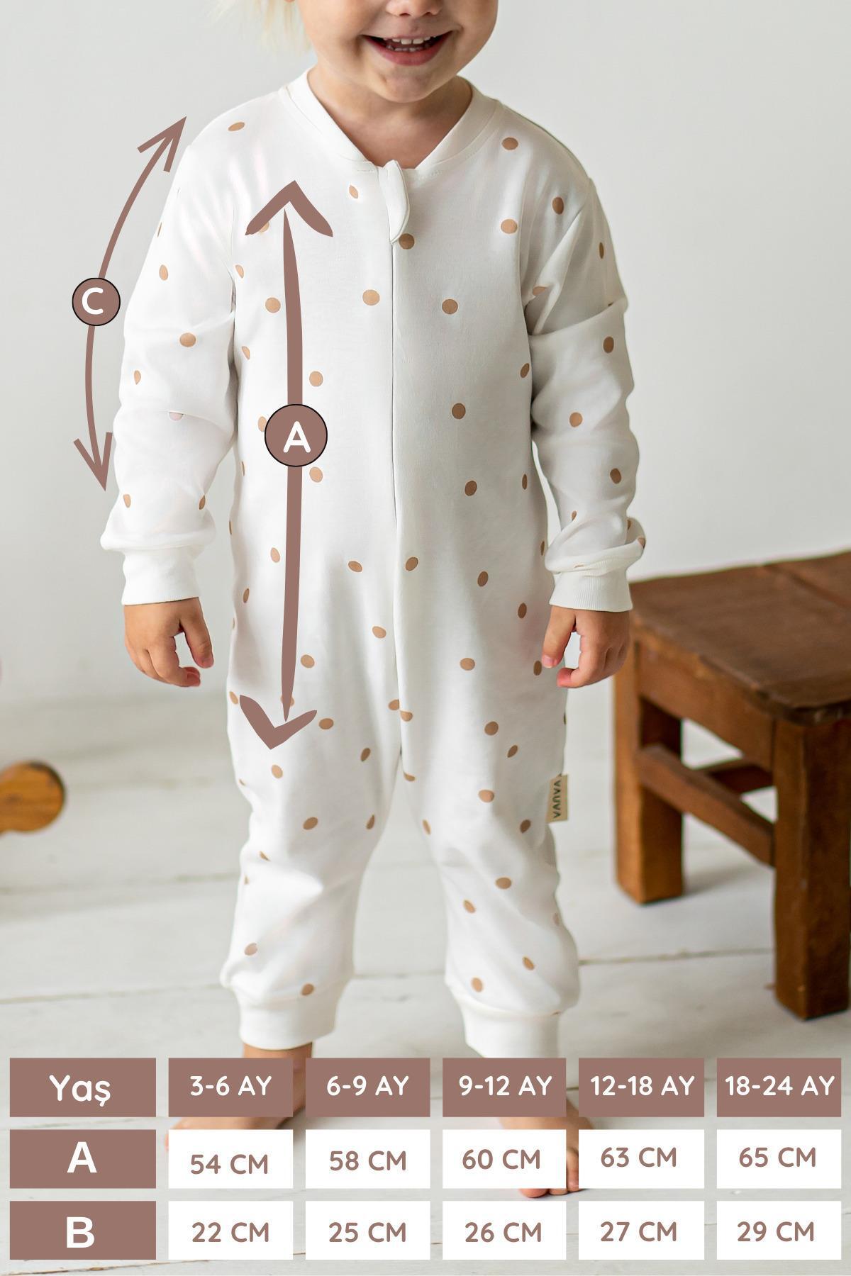 Vauva Bebek Çocuk Kız Erkek Baskılı Tulum Mevsimlik Uzun Kollu Lastikli Tulum fotoğrafı 7 (önizleme)