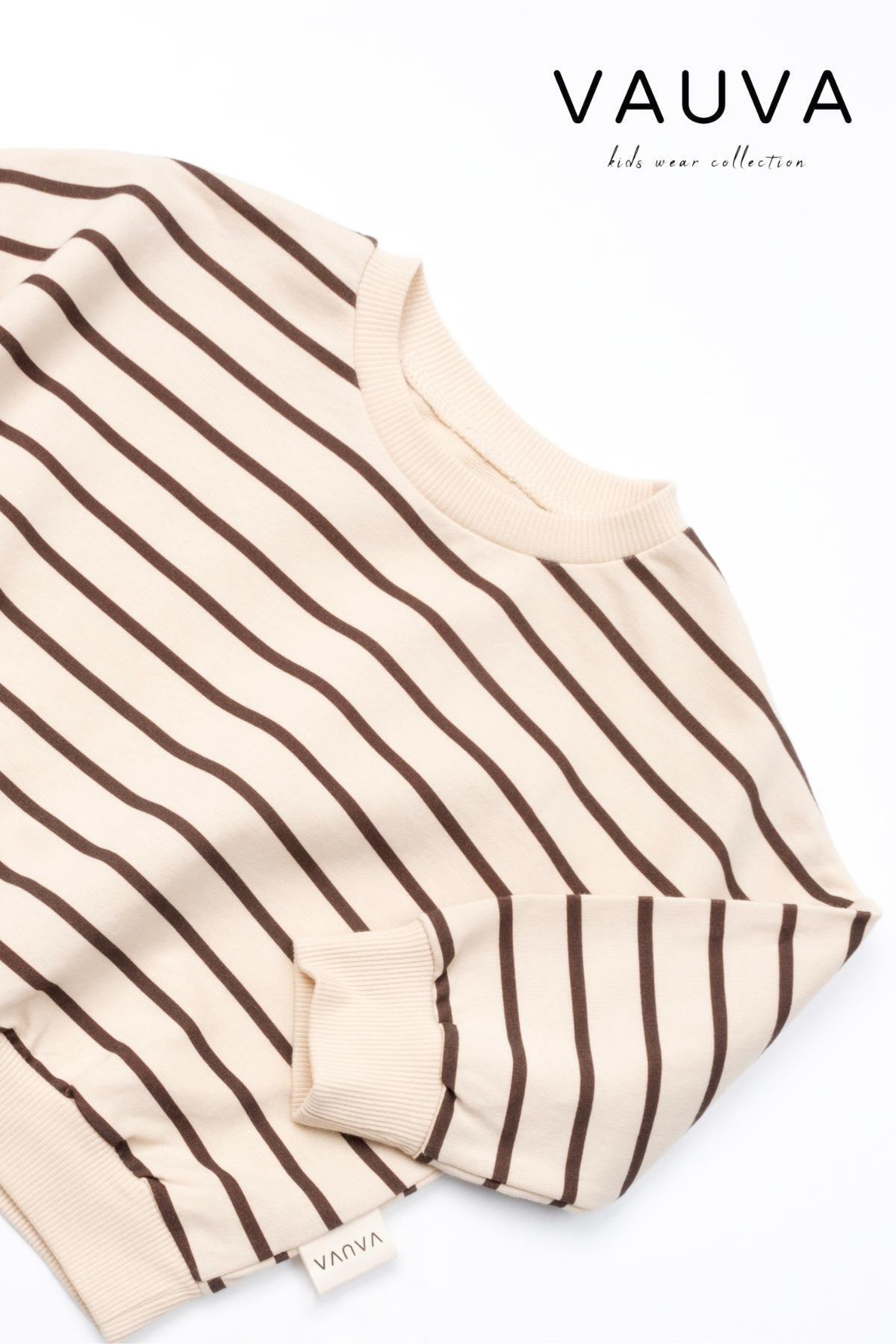 Vauva Çocuk Takım Kız Erkek Bebek Çocuk Uzun Kollu Çizgili Mevsimlik Takım fotoğrafı 2 (önizleme)