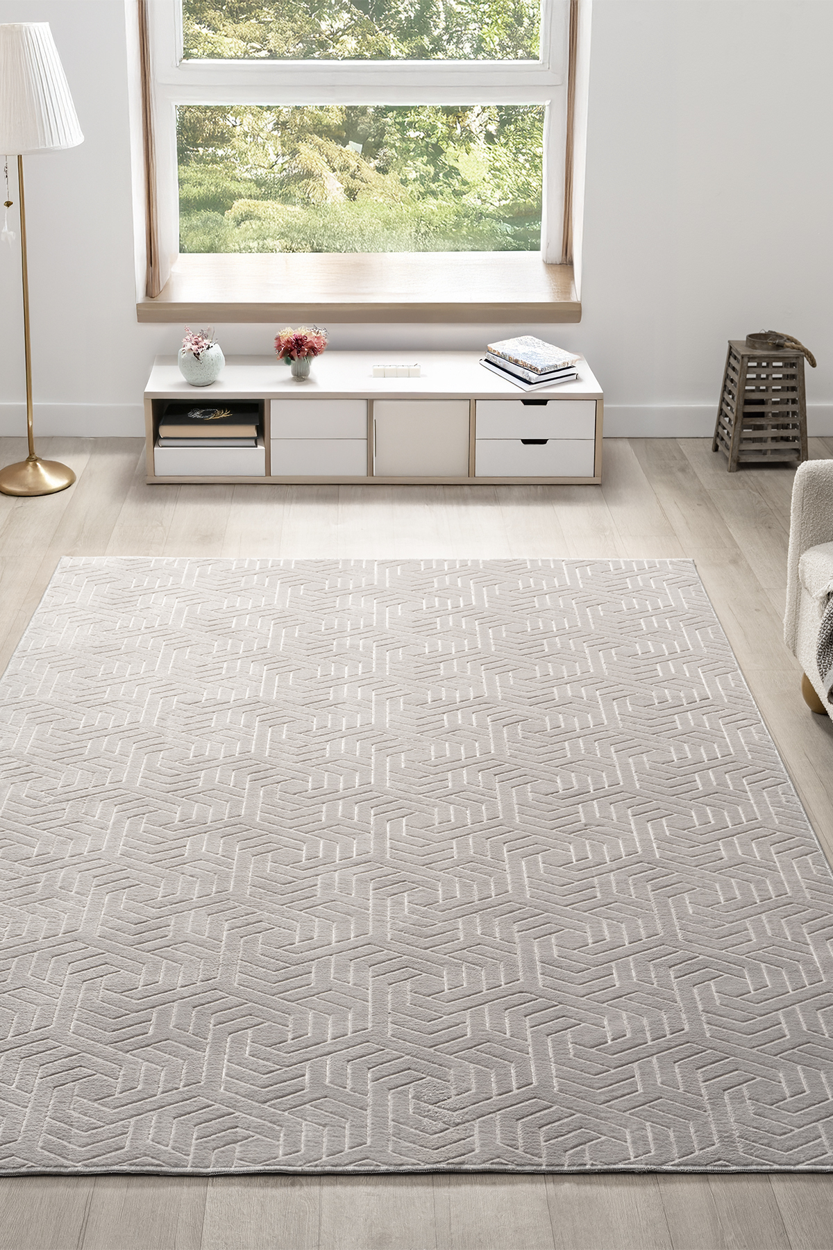 Non-Slip Base Washable Grey Striped Living Room Kitchen Hallway Runner Rug