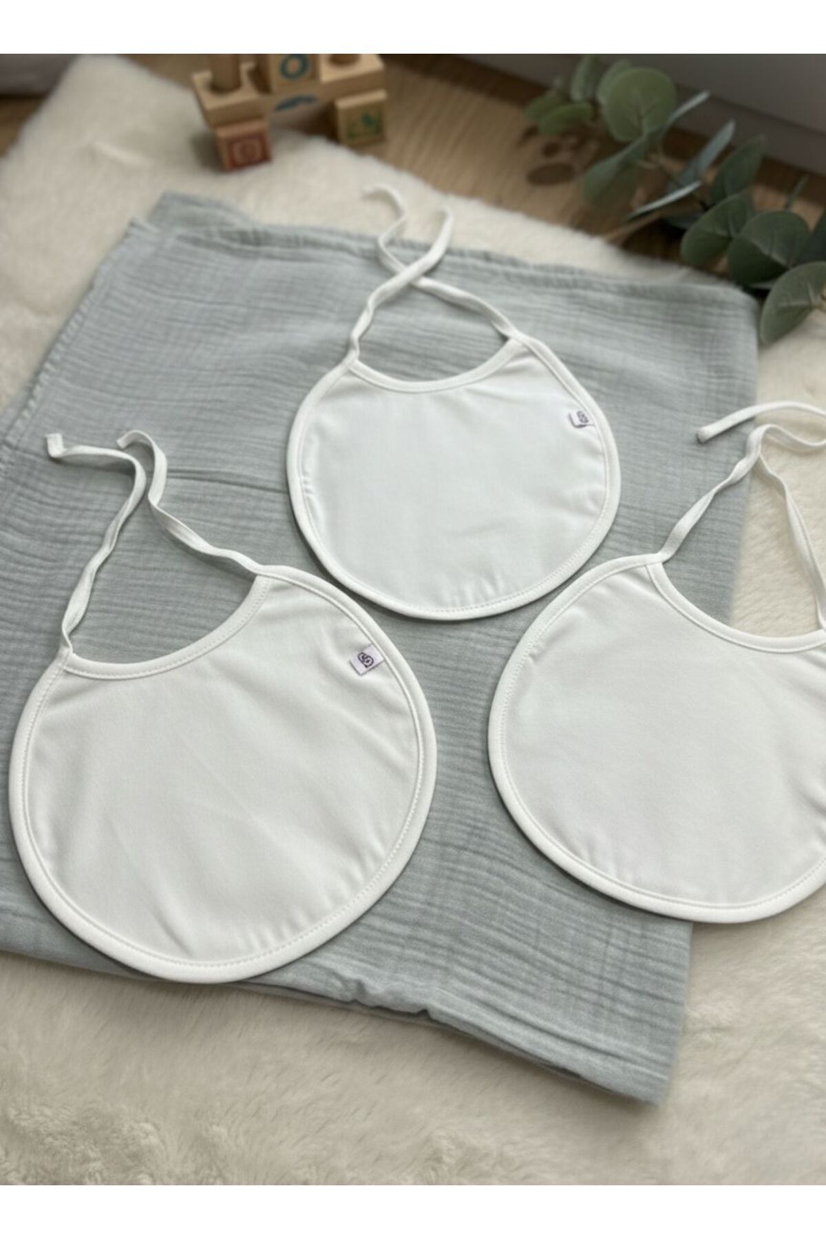 Babyhola %100 Pamuk Çift Katlı Sıvıyı Hapseden Salya Bezi Organik 3'lü Basic Bebek Önlük 1090 fotoğrafı 3 (önizleme)