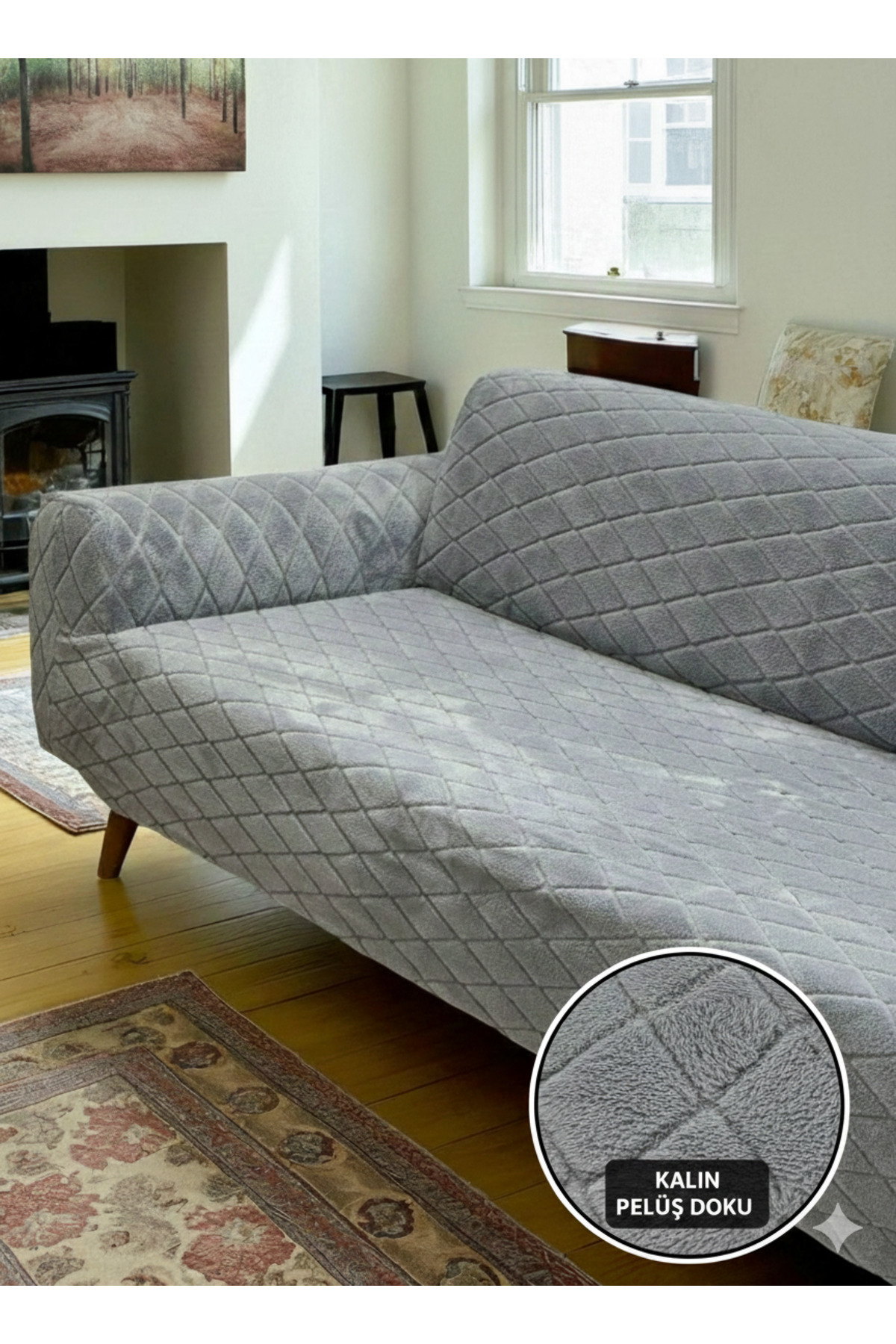 Grey Elastic Seat Cover 3-Piece Washable Flexible Seat Cover | Stainproof Sofa Bed Cover”