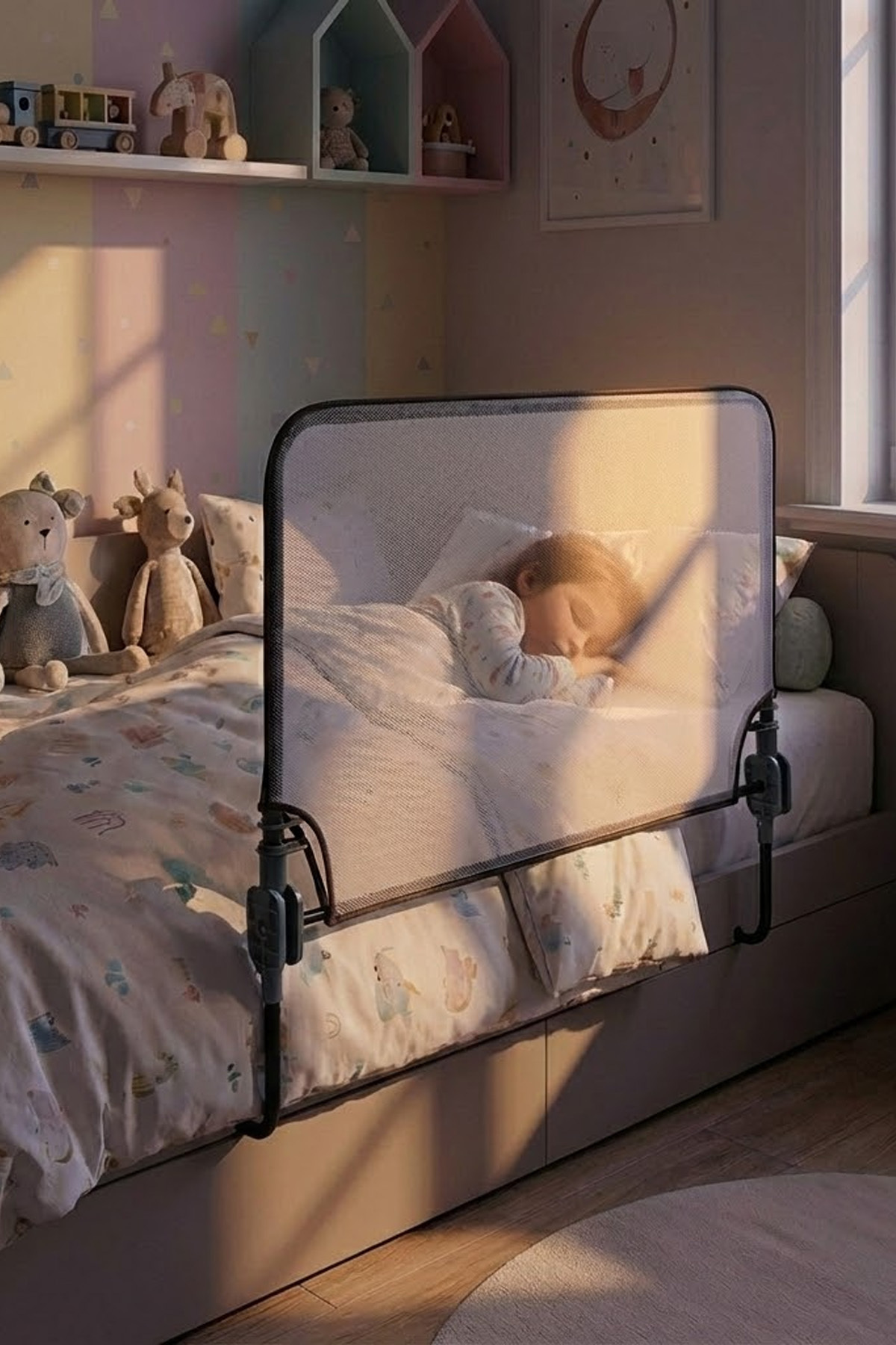 AGUBUGU BABY Desensiz Beyaz Fileli Katlanabilir Yatak Bariyeri 90cm fotoğrafı 3 (önizleme)