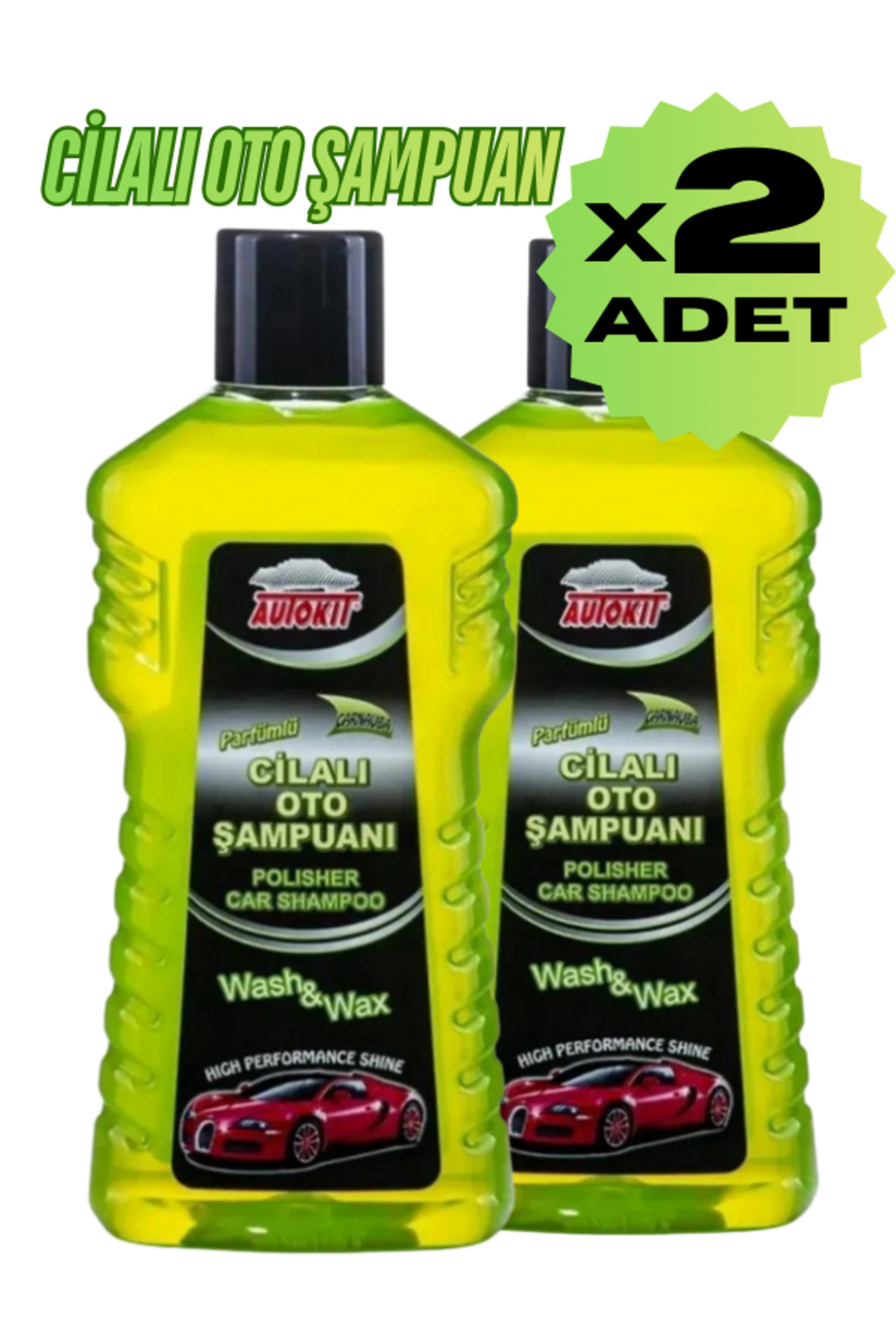 Autokit 2'Lİ Cilalı Oto Şampuanı 2 ADET Parfümlü Araç Yıkama Şampuanı 2X 1İTRE
