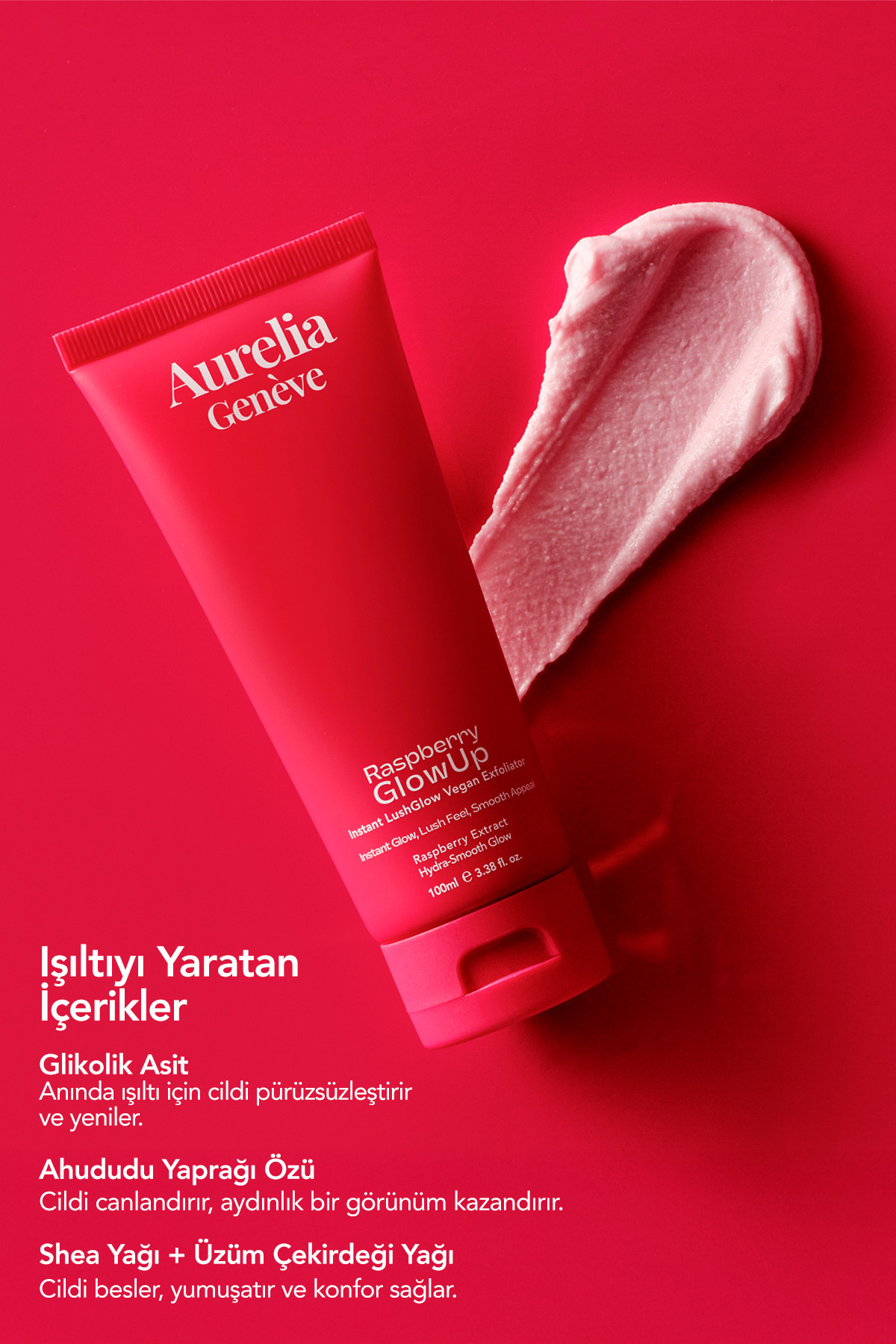 Raspberry GlowUp Instant LushGlow Vegan Exfoliator - Cildi Derinlemesine Arındıran & Işıltı Kazandır — AG728 — تصویر 3 از 9
