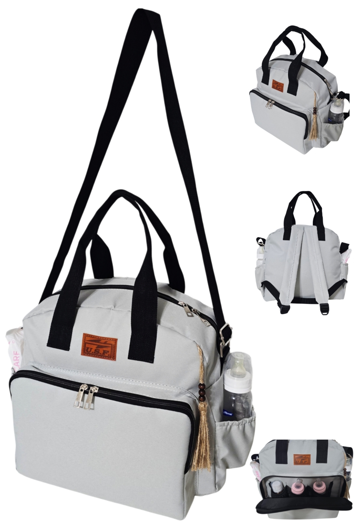 USF Portbebe Ana Kucağı Puset Bebek Taşıma Anne Bebek Bakım Sırt El Omuz Çantası 2 Li Set fotoğrafı 2 (önizleme)