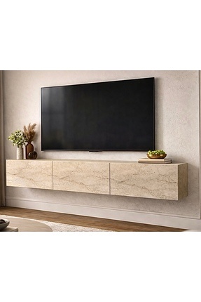 MERT SERT MOBİLYA Alfa Tv Sehpası  Tv Ünitesi 180cm Traverten