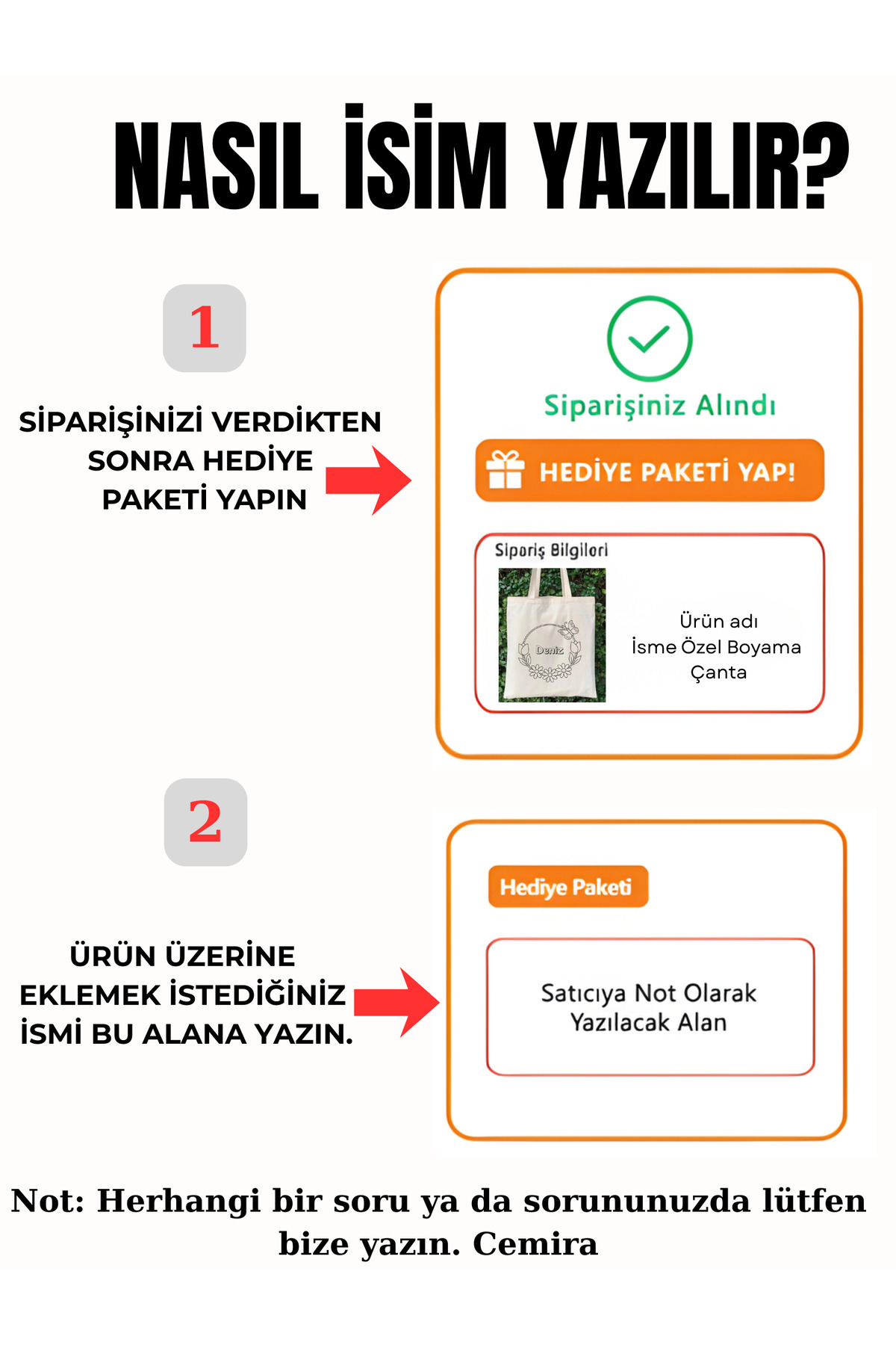 Cemira Kişiye Özel İsimli Boyama Çantası | Boyanabilir Bez Çanta görsel 2