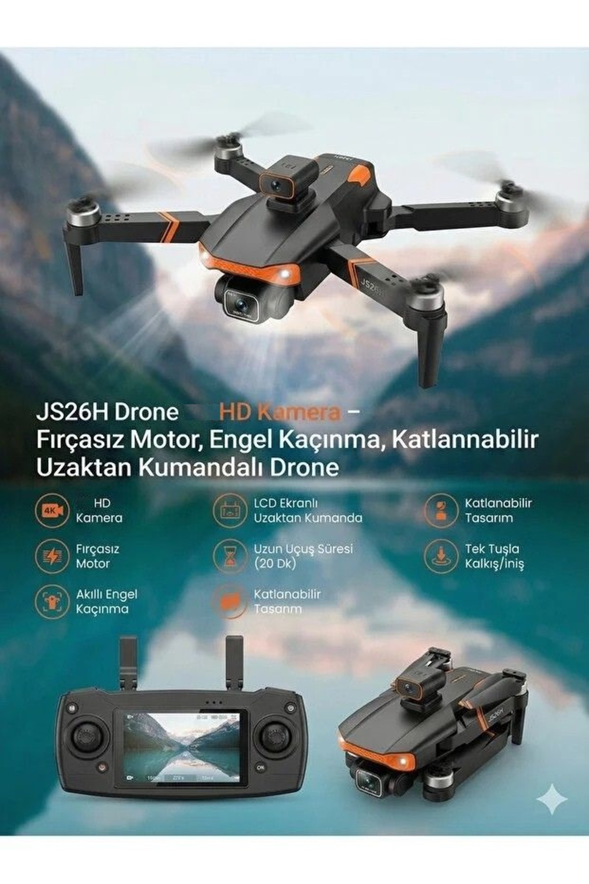 FaroxTech JS26H Drone HD Kamera Fırçasız Motor Engel Kaçınma