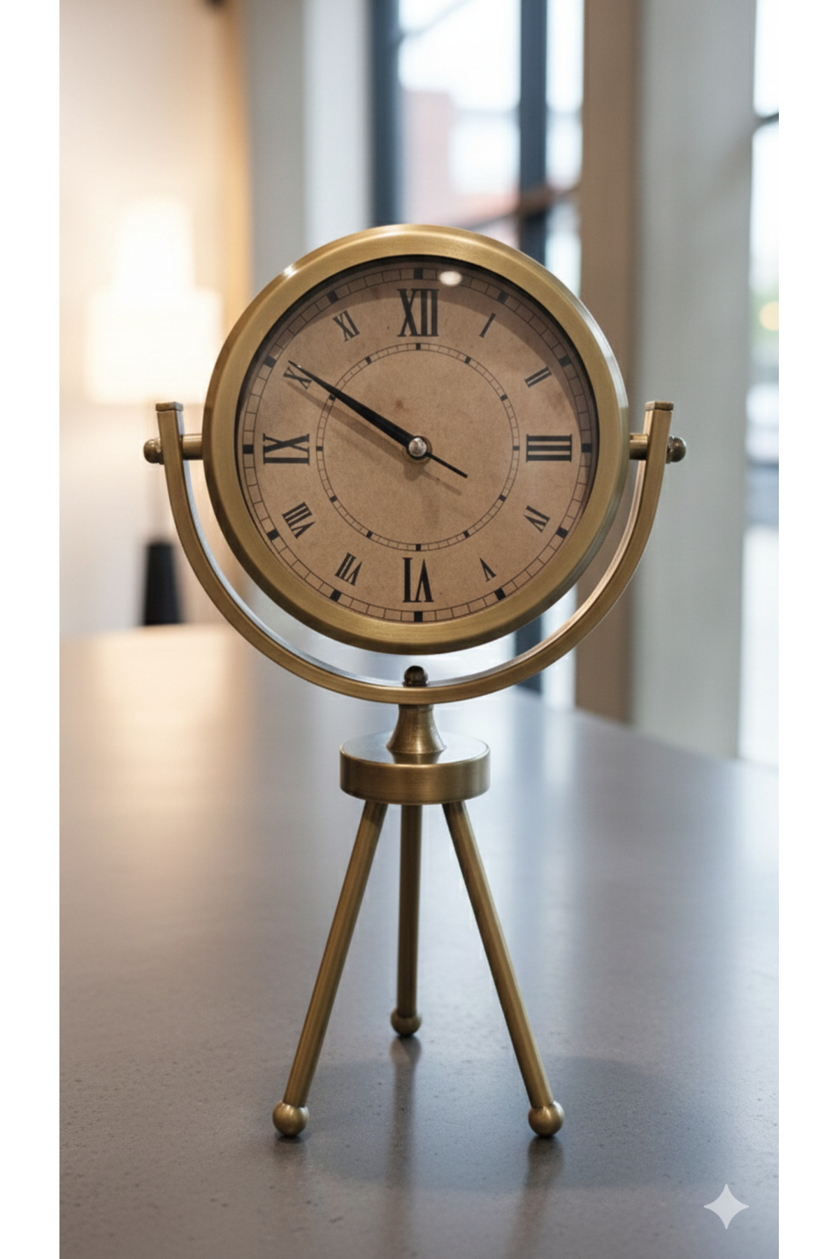 Genel Markalar Metal Eskitme Dekoratif Hediyelik Ayaklı Masa Saati