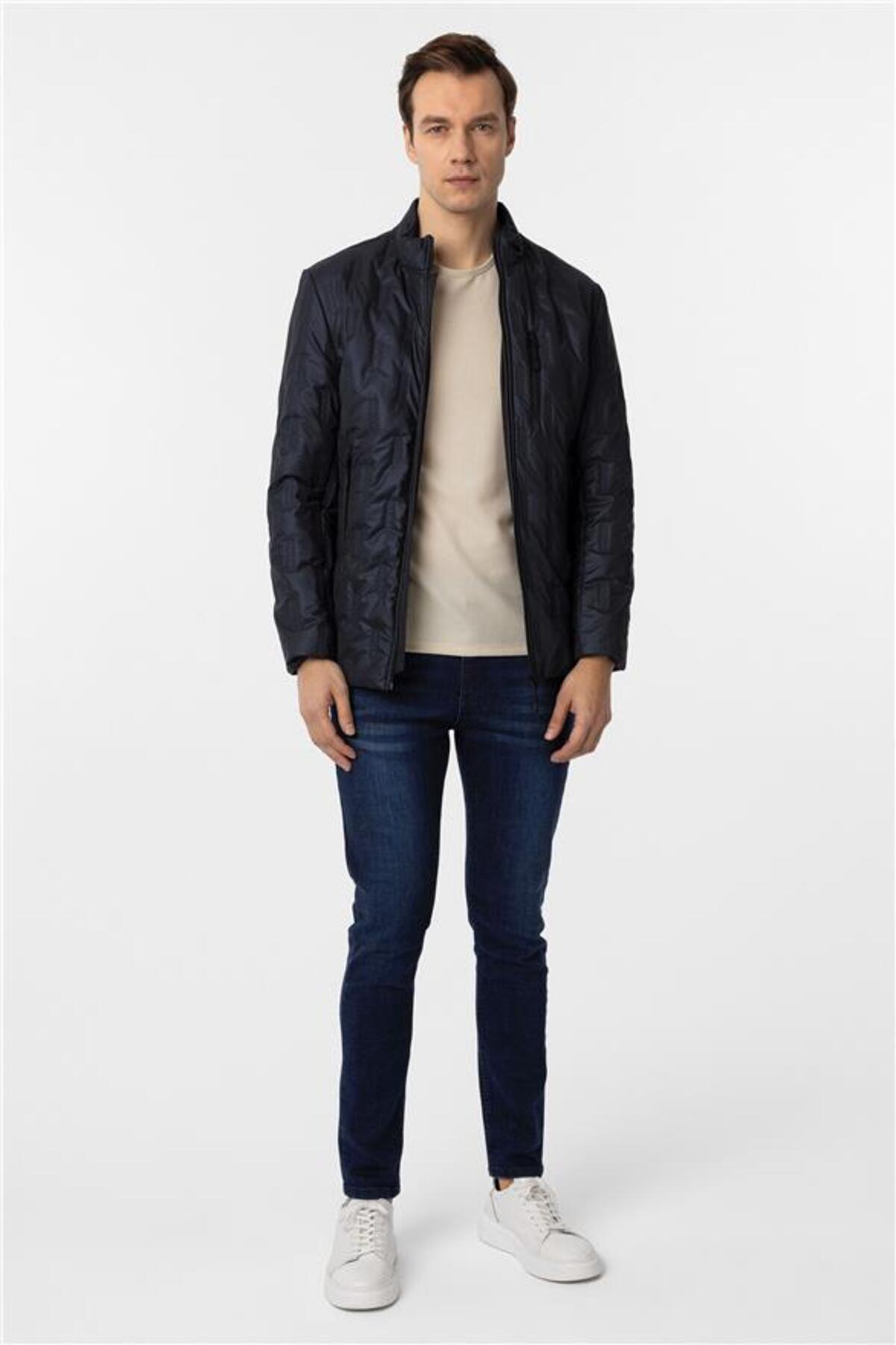 SÜVARİ  Lacivert Slim Kapitone Mont - Görsel 6