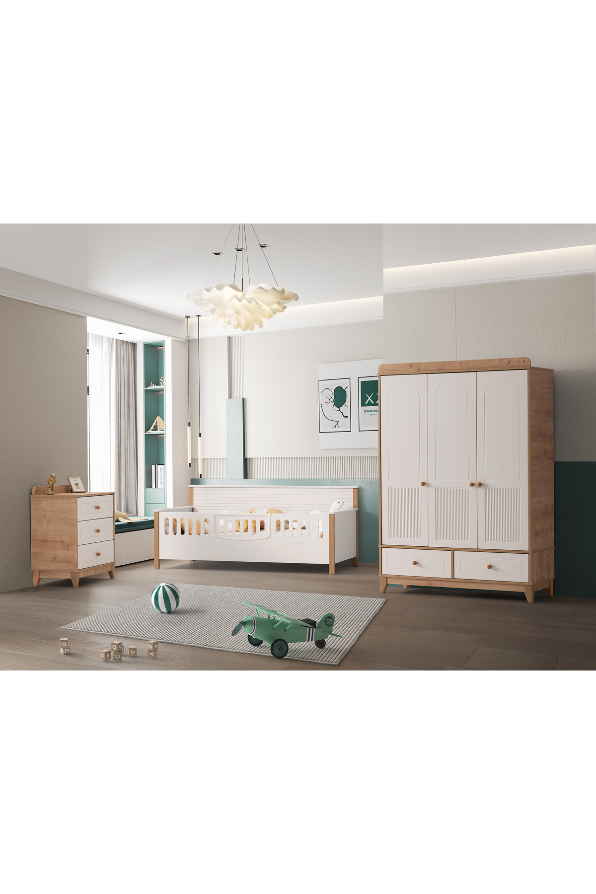 Cozibo Marin 3 Kapılı Dolap, Bebek ve Genç Odası Dolap fotoğrafı 5 (önizleme)