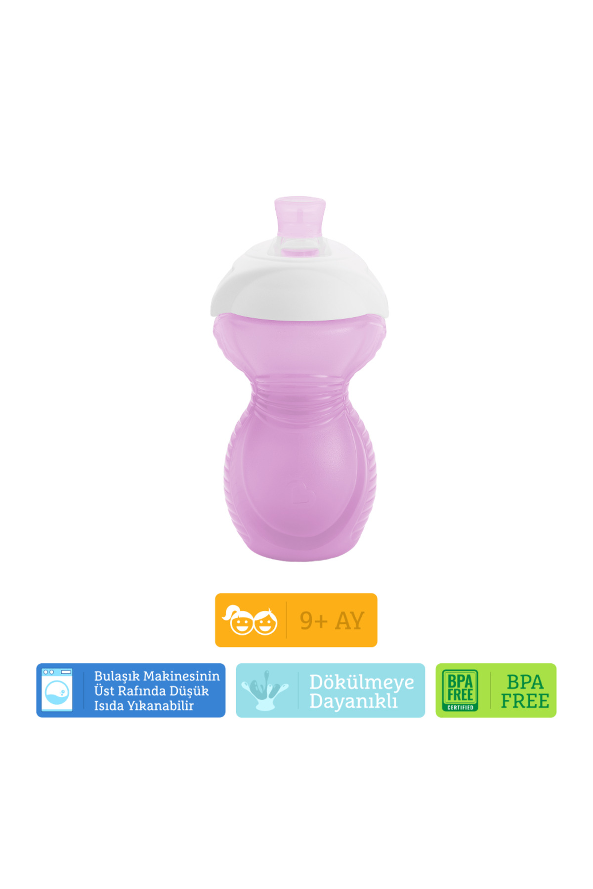 Munchkin Click Lock™ Isırmaya Dayanıklı Emzikli Bardak | 9 Ay+|296 ml| Mor | Sızdırmaz |BPA İçermez fotoğrafı 4 (önizleme)