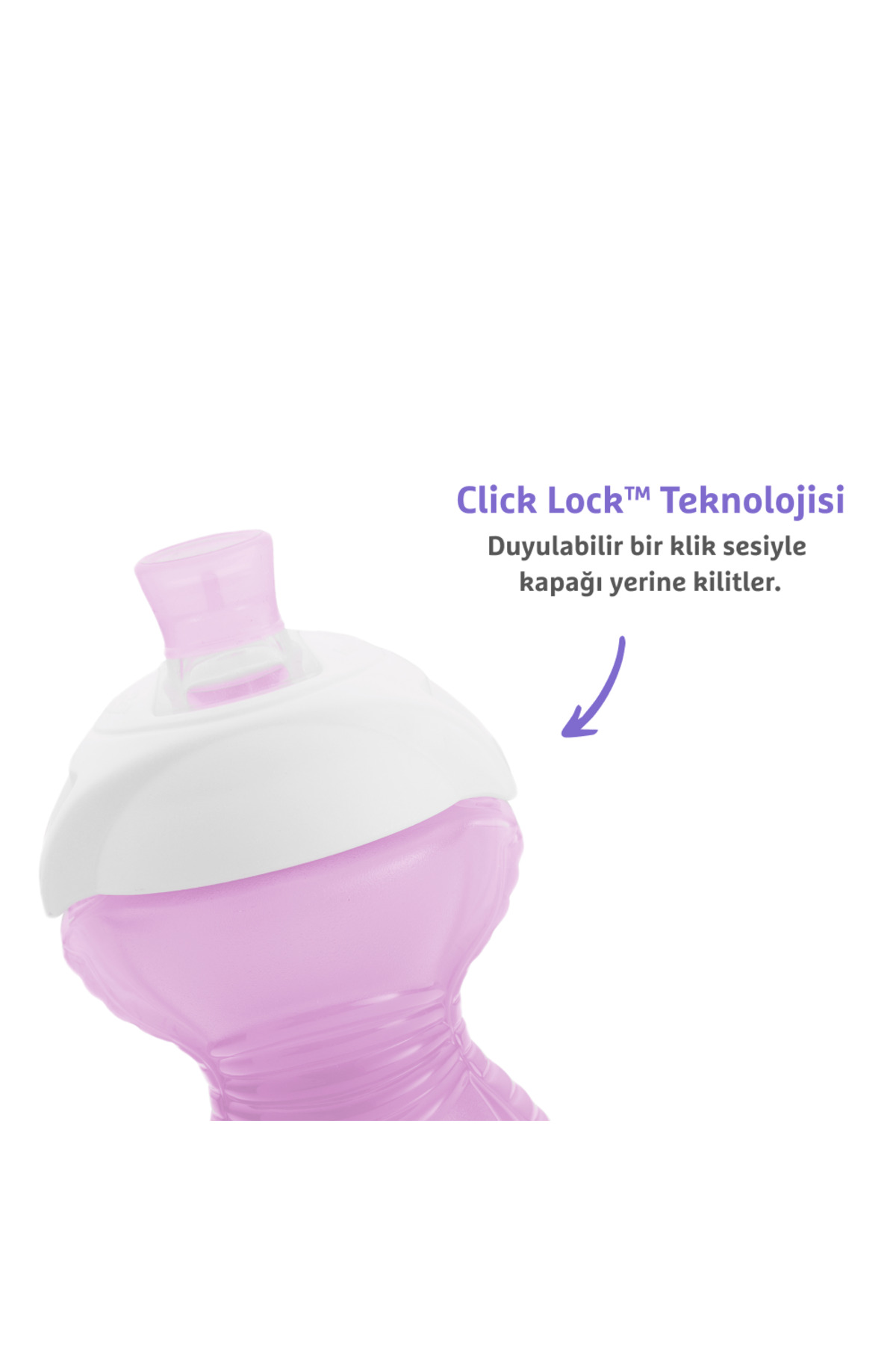 Munchkin Click Lock™ Isırmaya Dayanıklı Emzikli Bardak | 9 Ay+|296 ml| Mor | Sızdırmaz |BPA İçermez fotoğrafı 3 (önizleme)