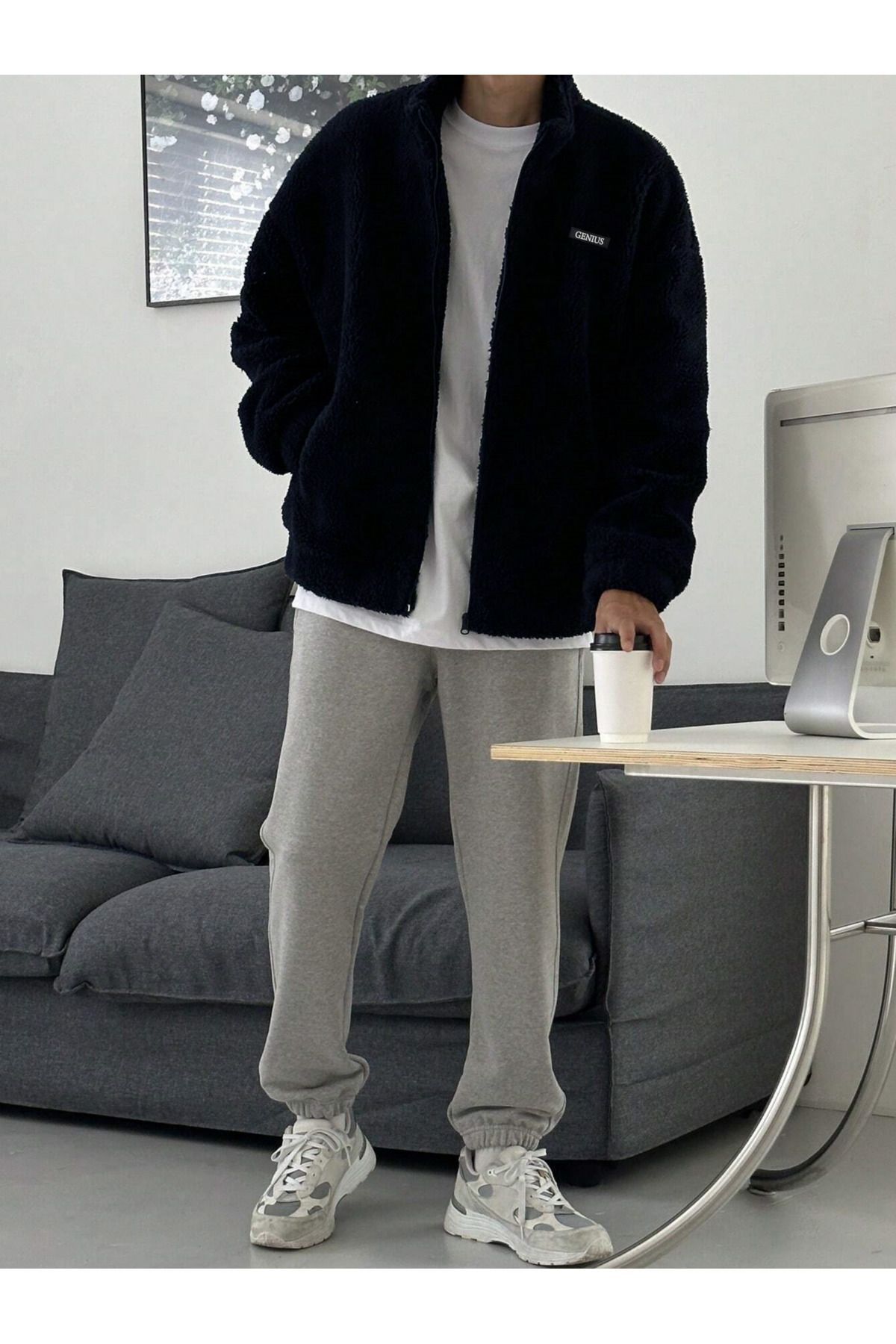 GENIUS STORE  Oversize Peluş Sweatshirt Erkek Polar Sweatshirt Erkek Sweatshirt Kadın Sweatshirt Oversıze-pelus - Görsel 4