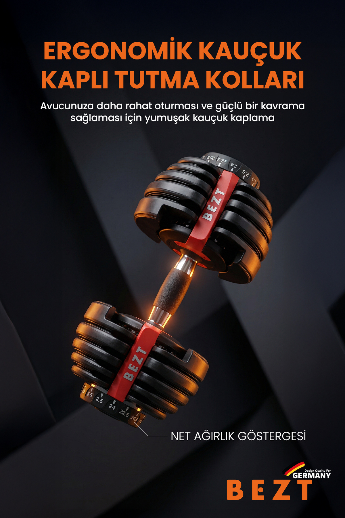Bezt 2 li Pro Sports Ayarlanabilir Dambıl 24kg kırmızı