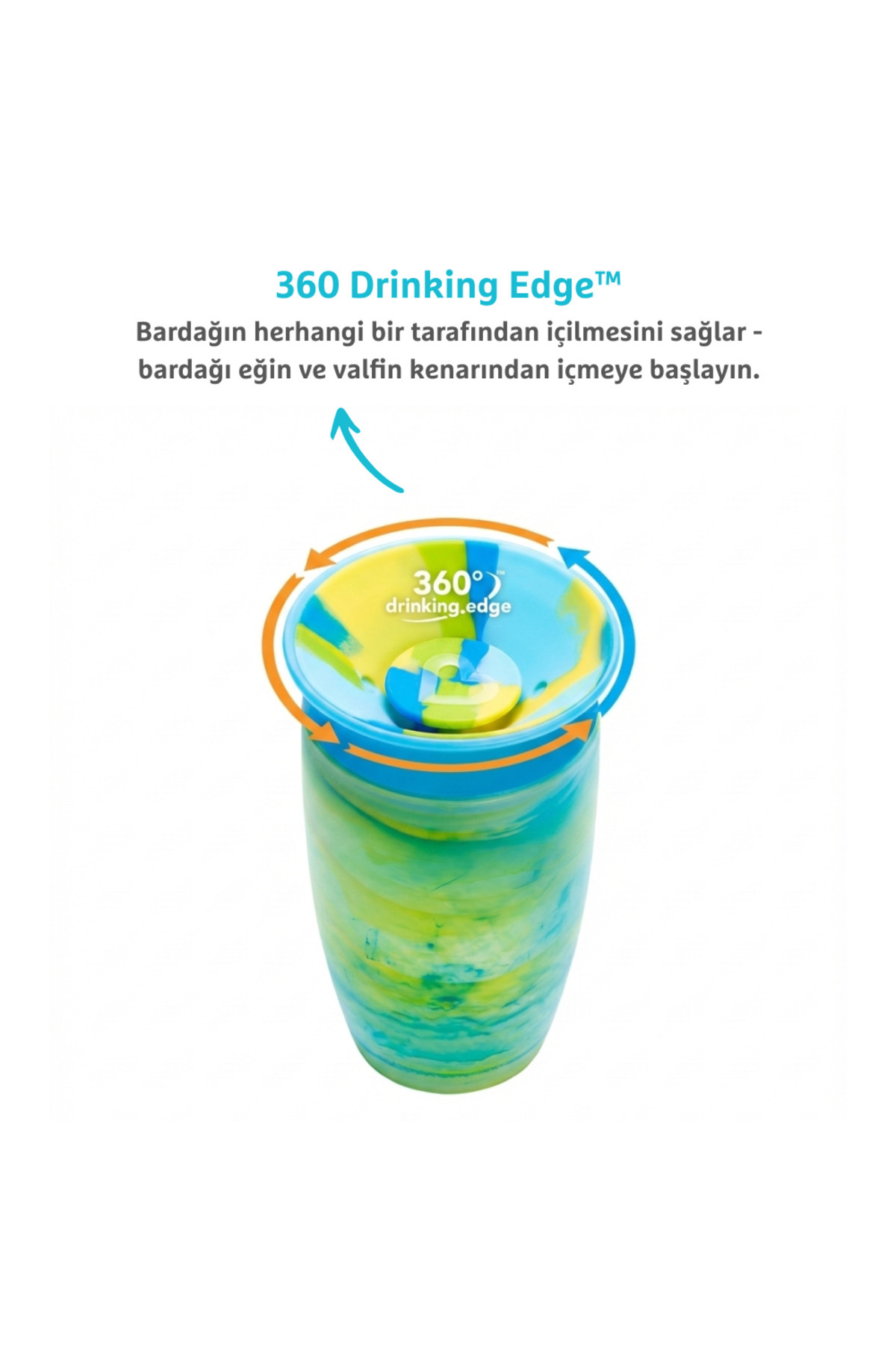 Munchkin Mucize 360° Alıştırma Bardağı 12 Ay+ |296 ml | BPA İçermez | Mavi Tropikal Desen fotoğrafı 3 (önizleme)