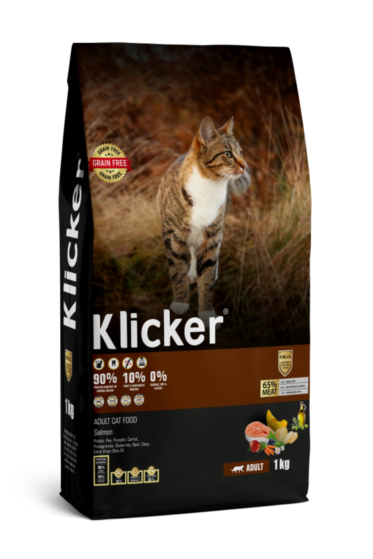 klicker YETİŞKİN KEDİ KURU MAMASI SOMONLU 1 KG