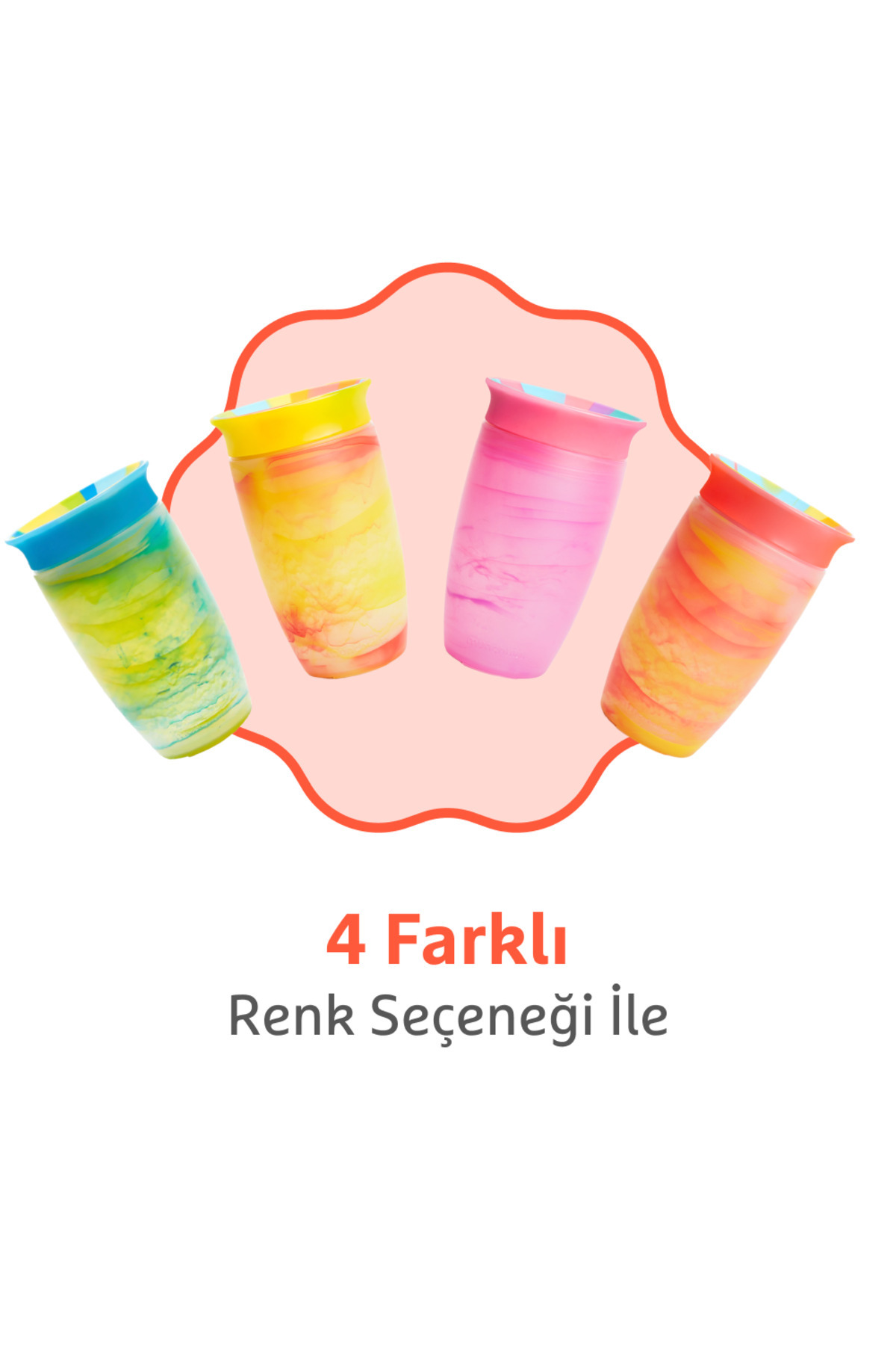 Munchkin Mucize 360° Alıştırma Bardağı 12 Ay+ |296 ml | BPA İçermez | Kırmızı Tropikal Desen fotoğrafı 6 (önizleme)