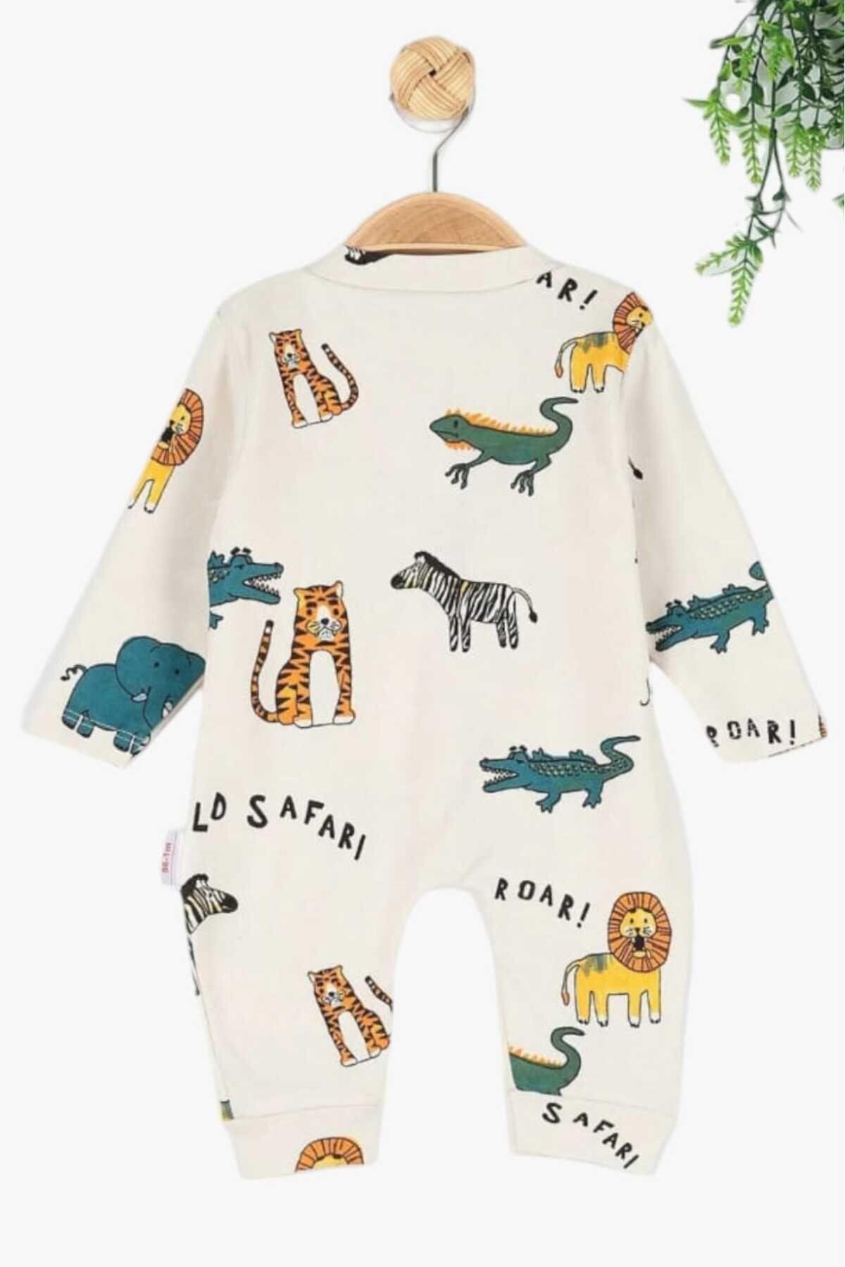dinamik çocuk Erkek Bebek Safari Baskılı Çıtçıtlı Yenidoğan Bebek Tulumu %100 Pamuk Esnek 1-3-6 Aylık fotoğrafı 6 (önizleme)