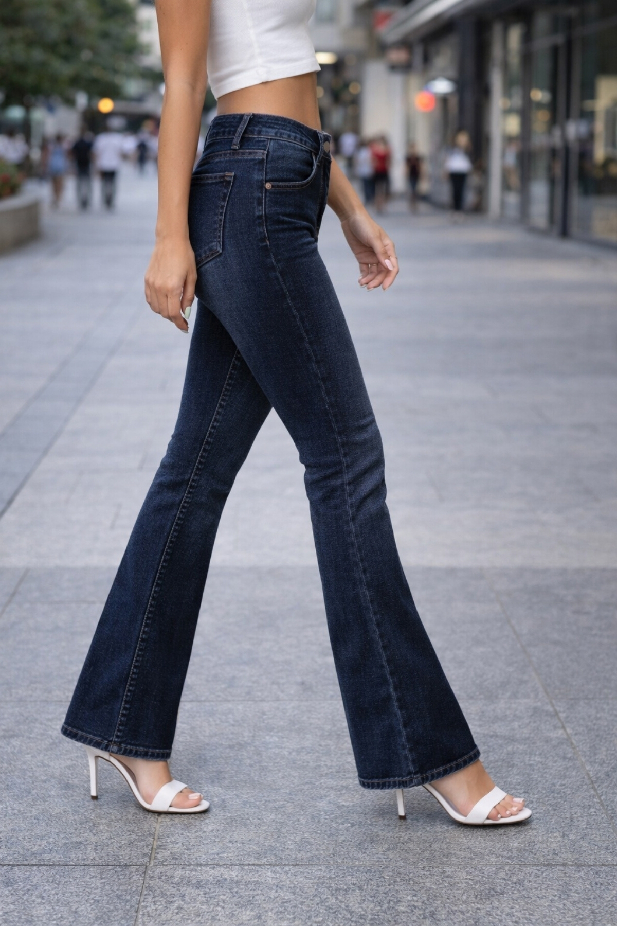 CEDY DENIM  Yüksek Kalite Kadın 5 Cep Düşük Bel Ispanyol Paça Skinnyfit Esnek Jean Pantolon C619-lacivert - Görsel 7