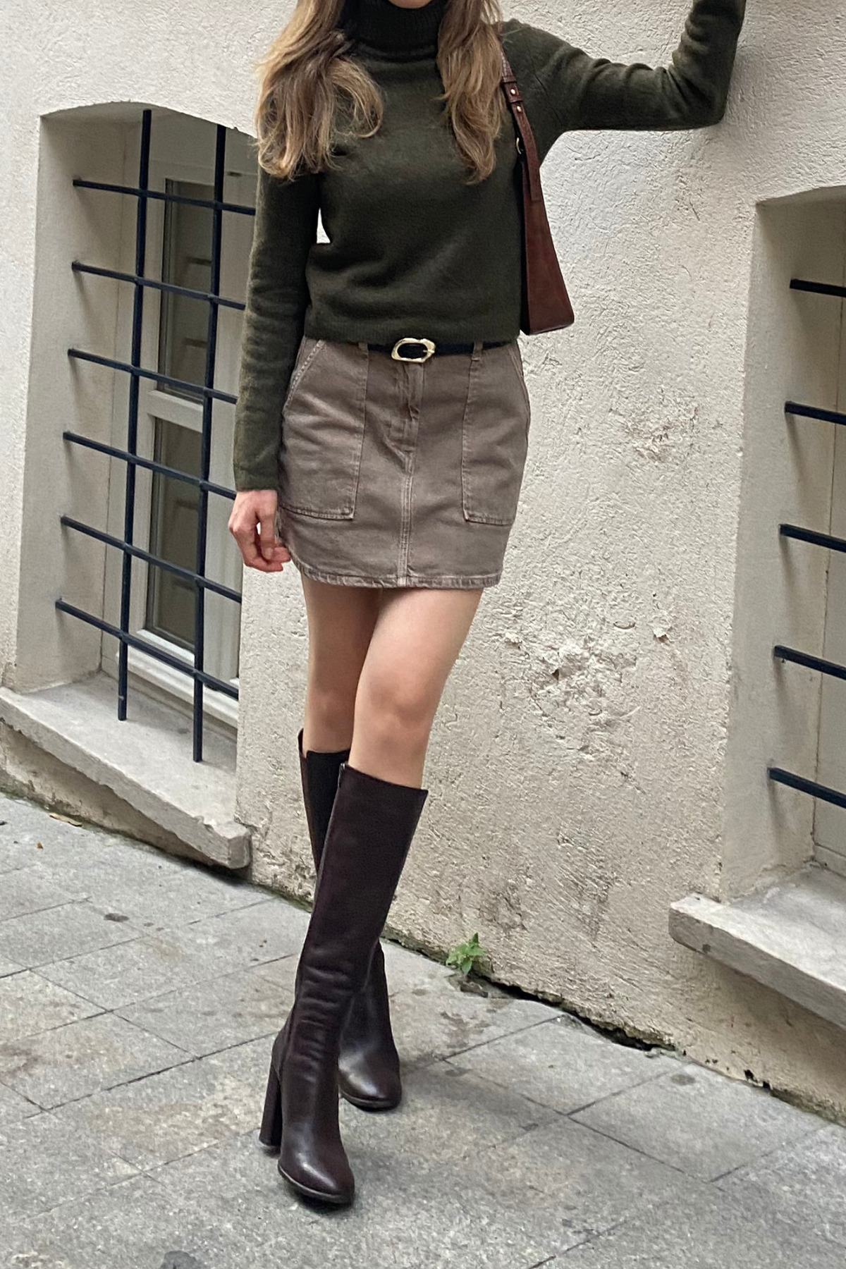 Denim Trip  Slim Fit Mini Boy Kahverengi Etek - Görsel 2