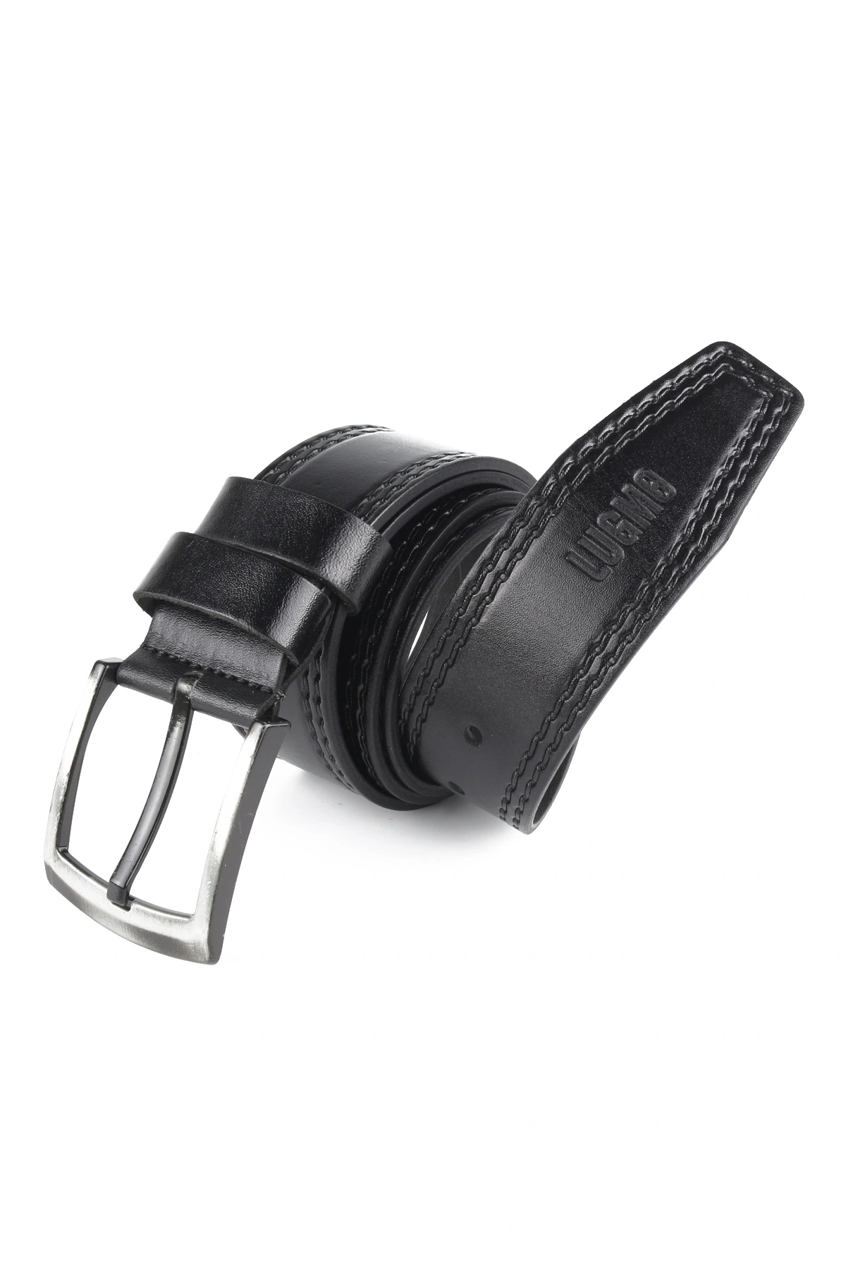 Genuine Leather Men's Belt 4.5cm Sewing Pattern Black