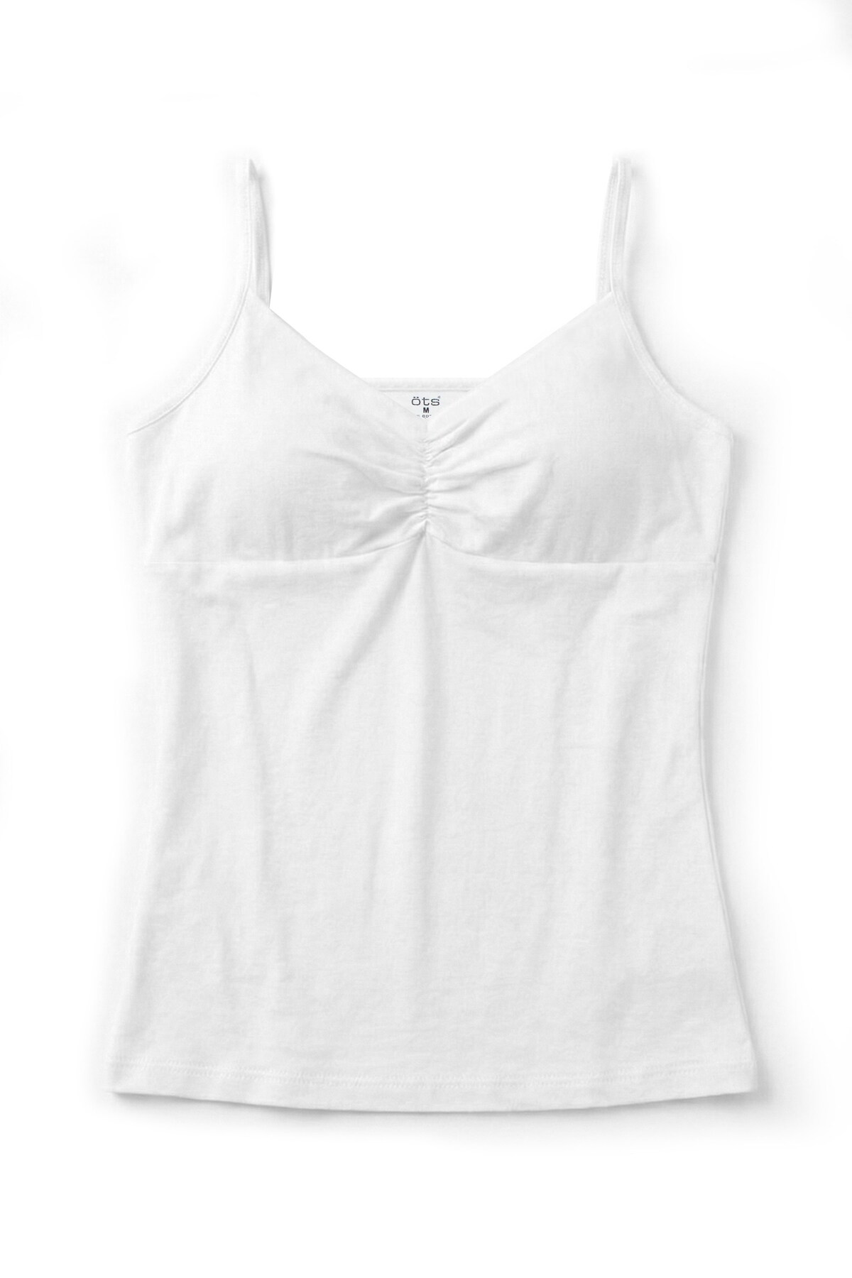 Öts Kadın Atlet Büzgülü İp Askılı Çıkarılabilir Pedli (%96 Pamuk - %4 Elastan) fotoğrafı 2 (önizleme)