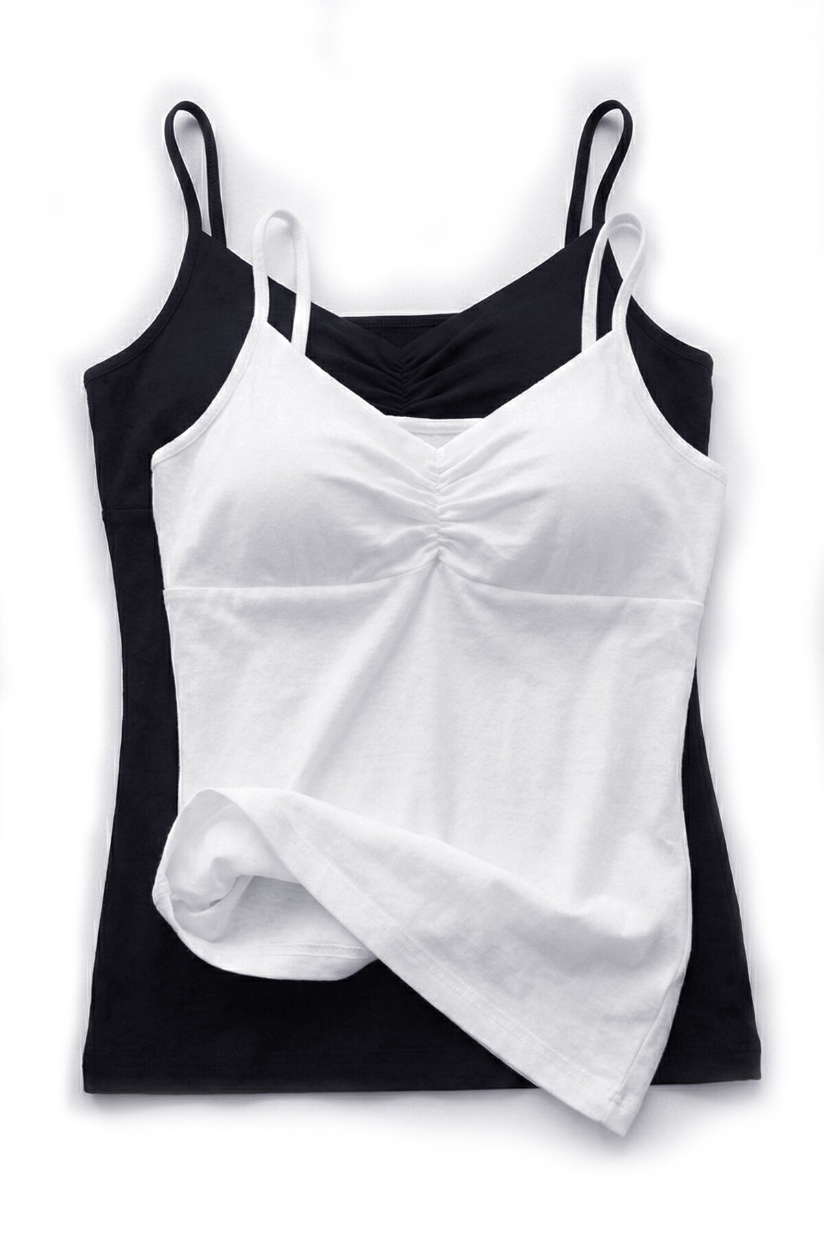 Öts Kadın Atlet Büzgülü İp Askılı Çıkarılabilir Pedli (%96 Pamuk - %4 Elastan) fotoğrafı 3 (önizleme)