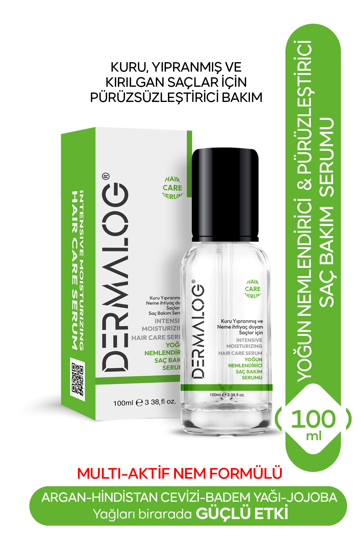 DERMALOG Kuru Ve Yıpranmış Saçlar Için Yoğun Nemlendirici Saç Serumu 100 ml (MULTİ FORMÜL) — DRMLG20